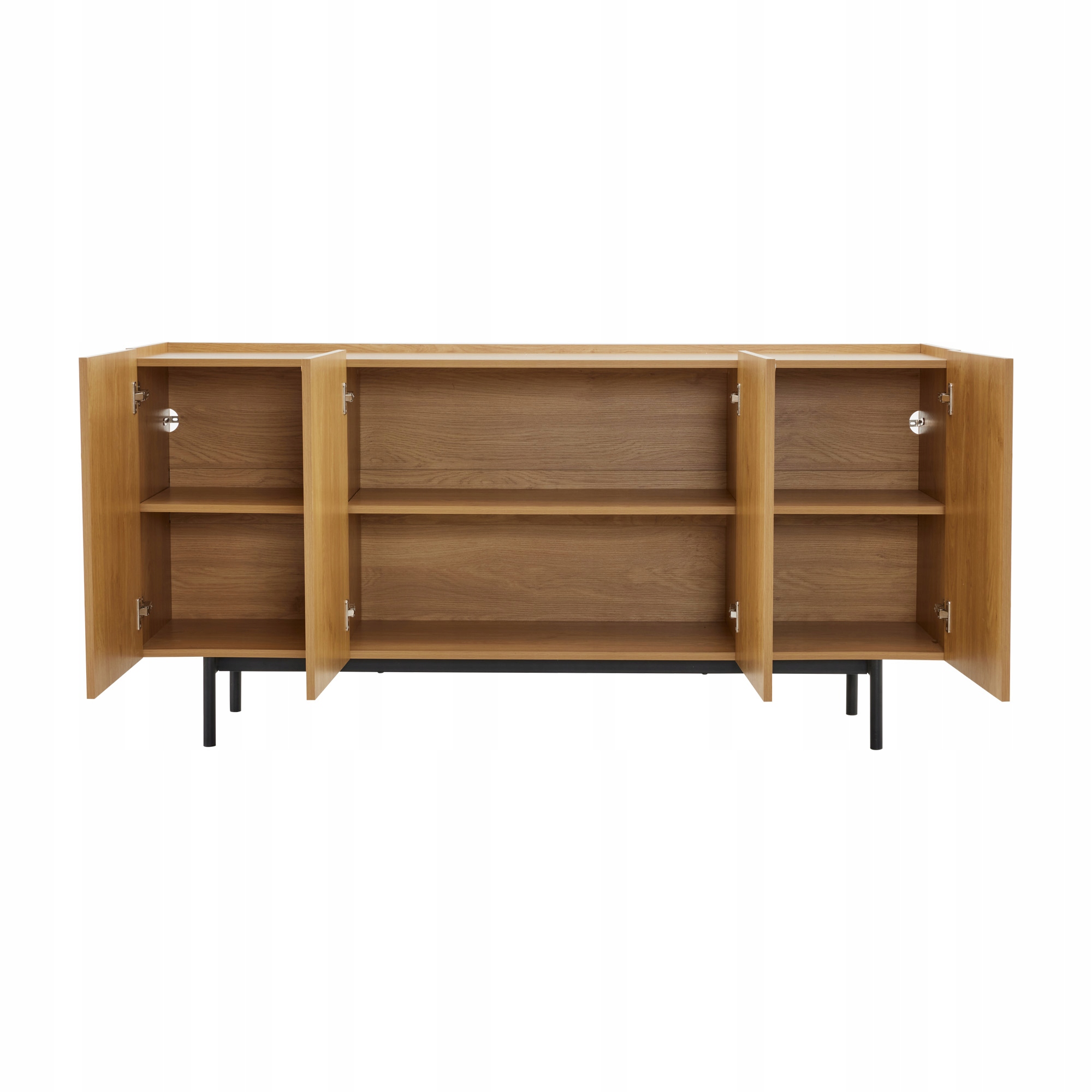 Kredenc 160 cm 4 dvířka skříňka obývací pokoj jídelna přírodní dřevo 78x40 cm