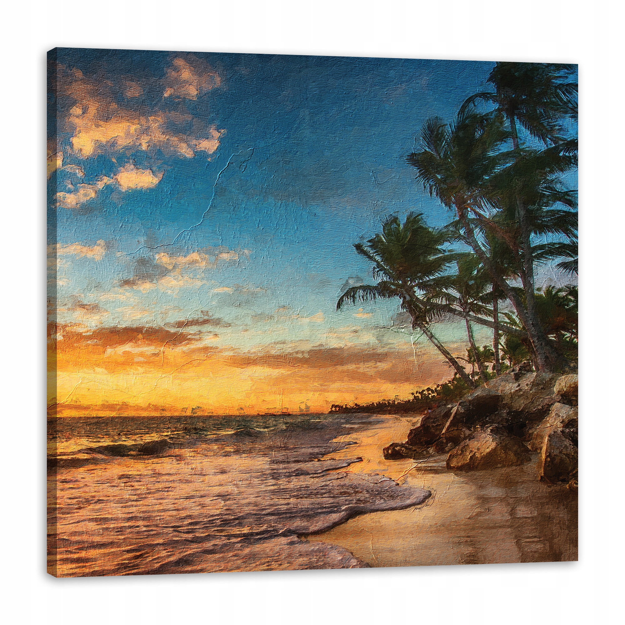 Obraz na plátně Pláž při západu slunce Palmy Nebe 80x80 cm