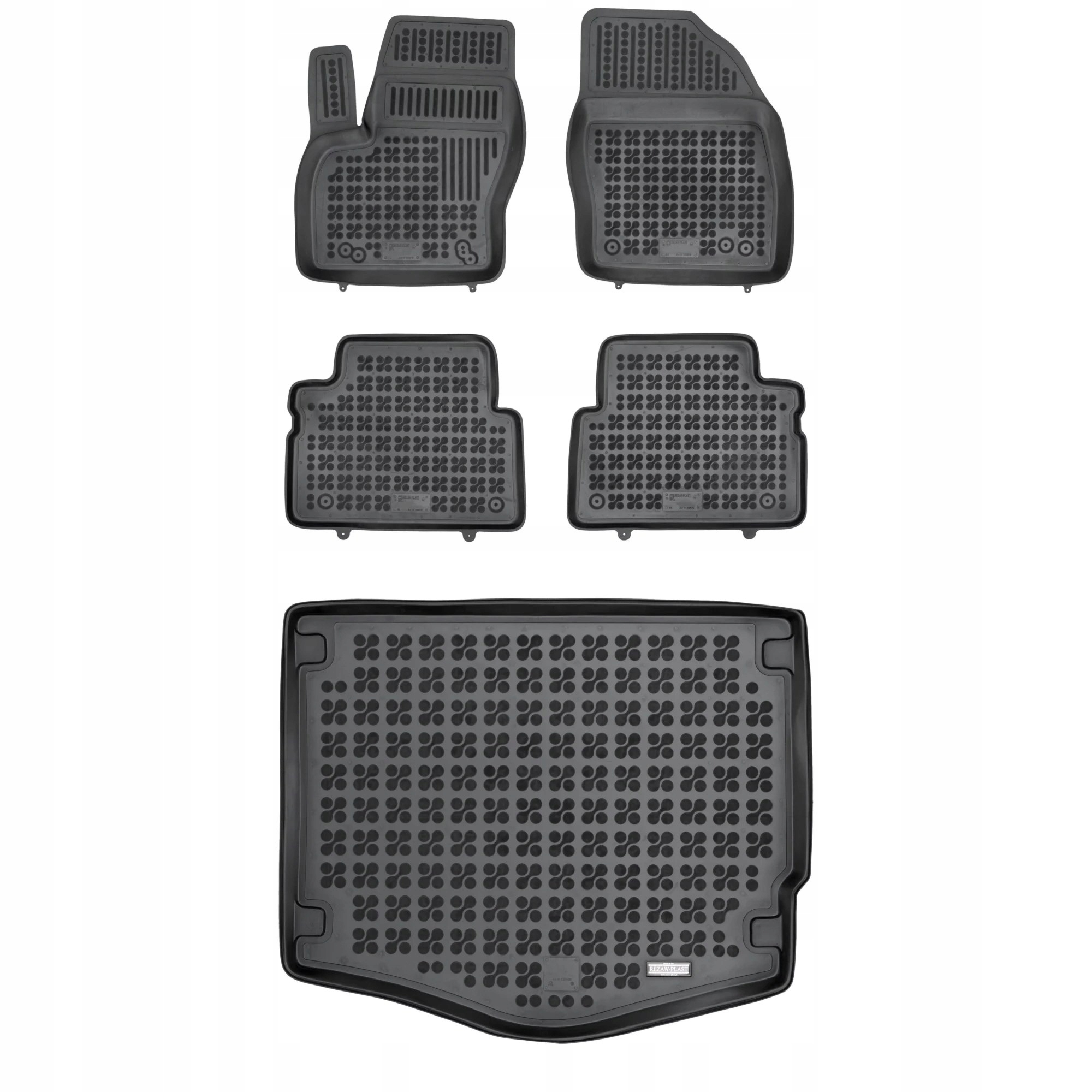 Gumowy zestaw dywaniki i mata Ford Focus III 2011-2018 Hatchback z kołem do