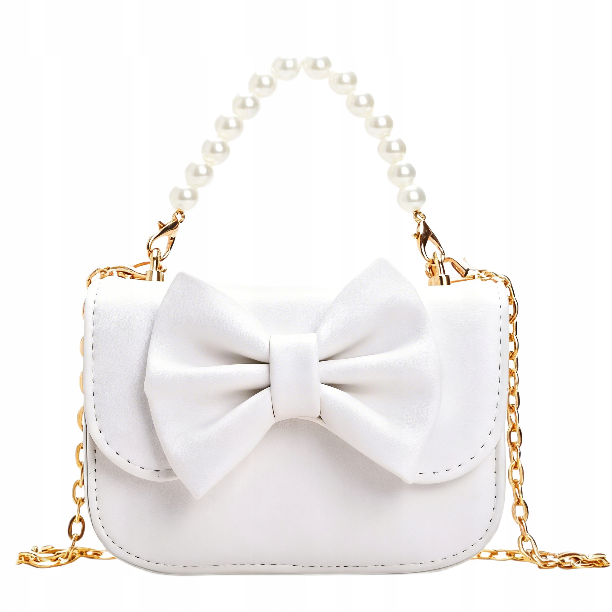 TOREBKA KOMUNIJNA BIAŁA DLA DZIEWCZYNKI ELEGANCKA MAŁA EKOSKÓRA NA RAMIĘ