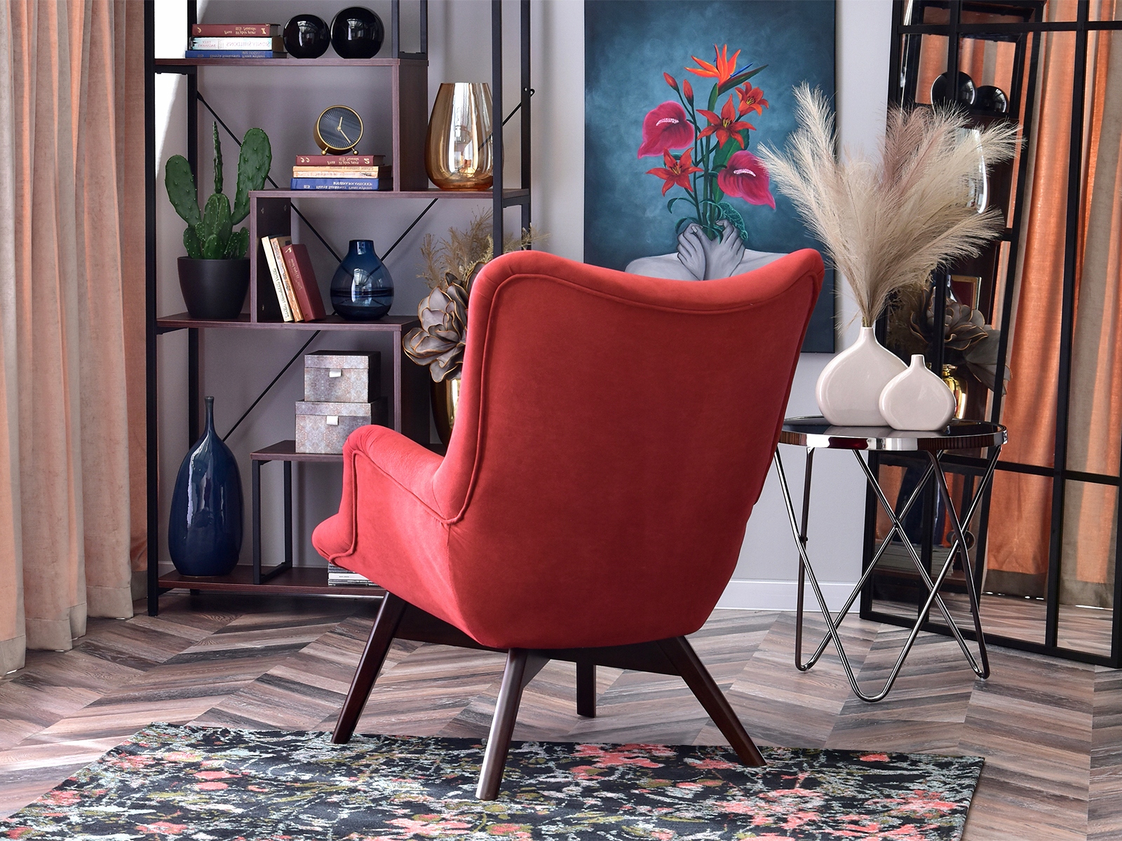 WYGODNY FOTEL WYPOCZYNKOWY FLORI ŻURAWINA ORZECH Marka Mebel-Partner