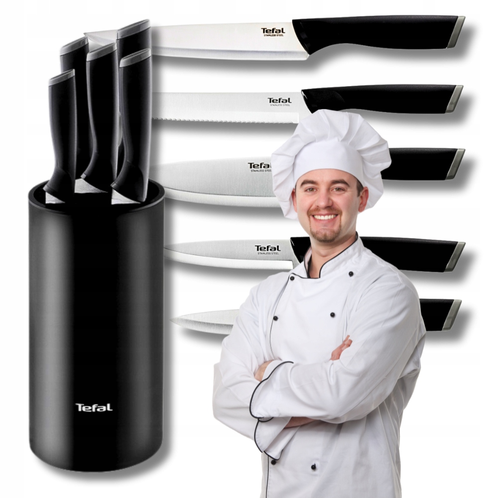 Kuchynské nože Tefal v bloku Kuchynský nôž šéfkuchára Kompletná sada
