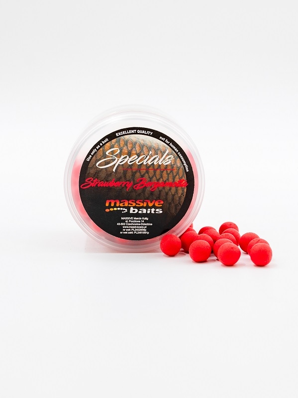 Kulki Haczykowe Pop-up Strawberry Bergamotta 18mm 200m Massive Baits