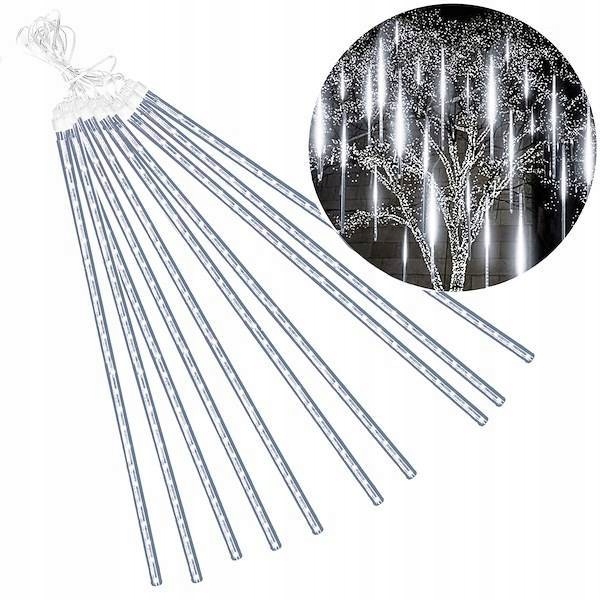 Lampičky Rampouchy Meteory Padající Sníh 80 CM 8 Bílá