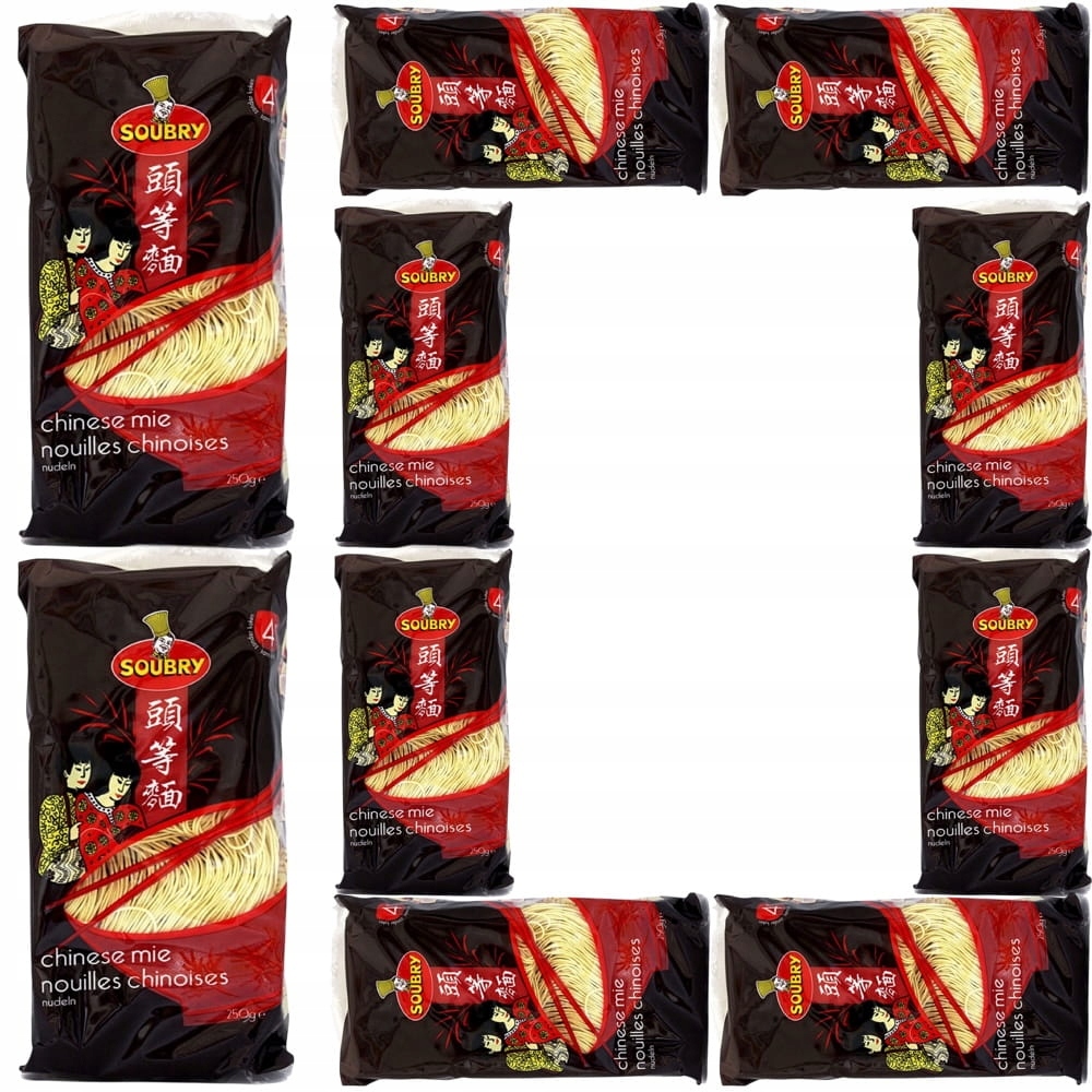 10 x Těstoviny Čínské Mie Instant Připraveno za 4 minuty pro Wok a Stir-Fry 250 g