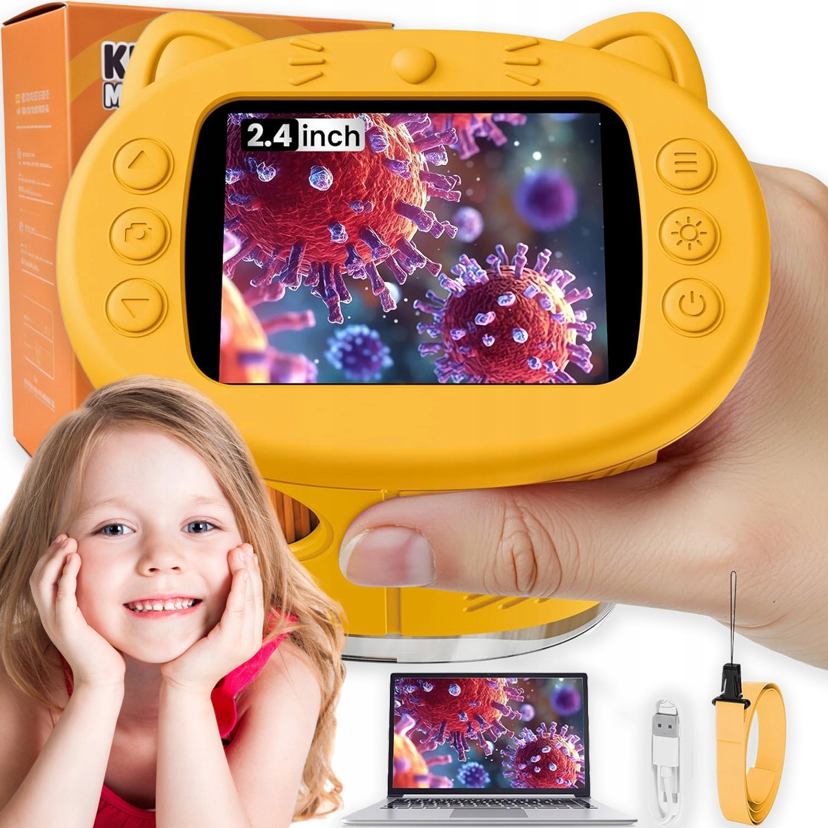 1000X Hd Mikroskop Cyfrowy Optyczny Kieszonkowy Dla Dzieci Led Przybliżenie