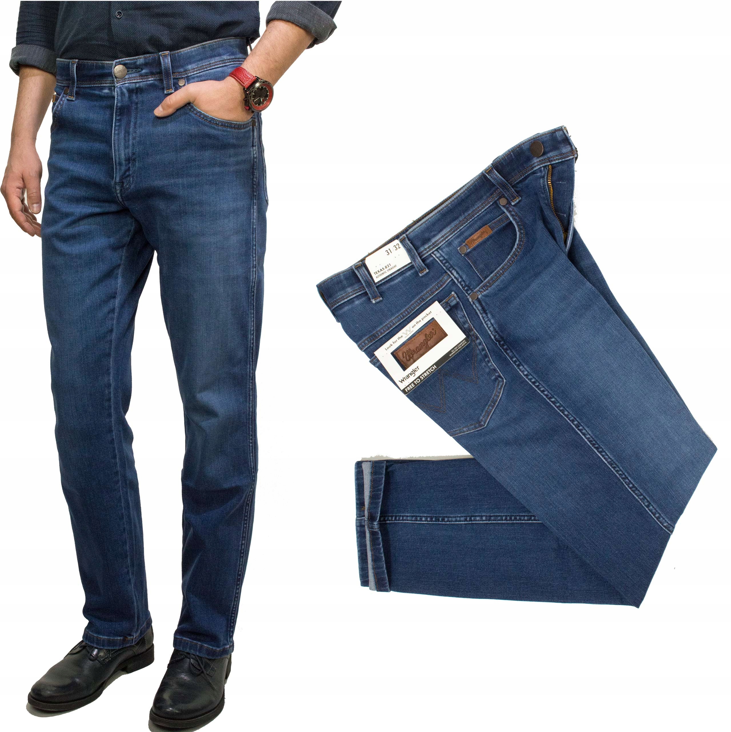 Wrangler Texas 821 Vt męskie spodnie jeansy proste klasyczne W33 L30