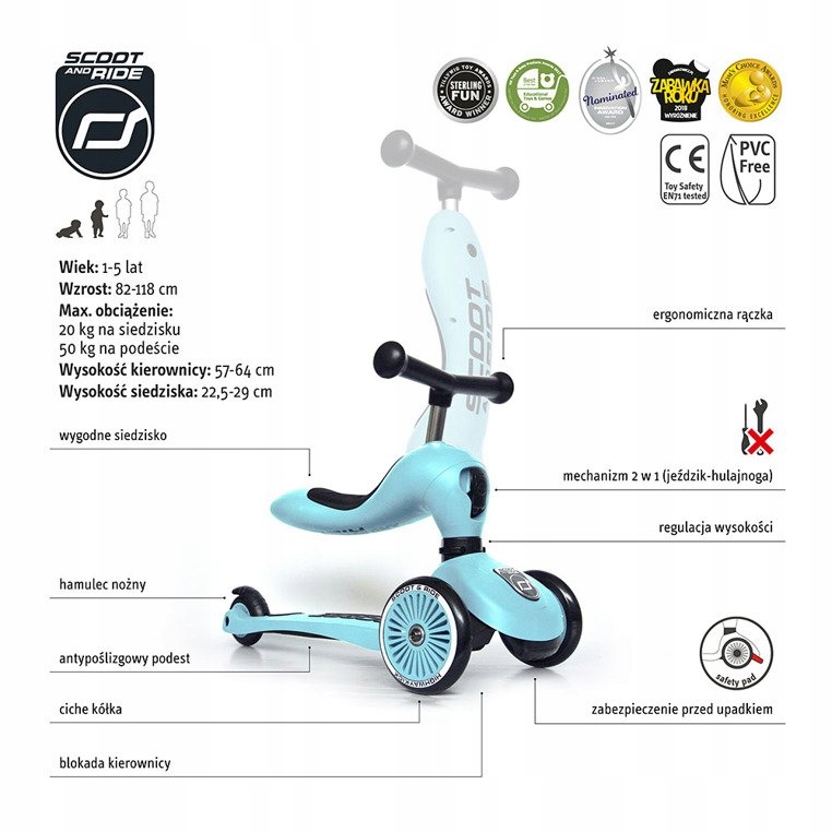 SCOOT AND RIDE Jeździk hulajnoga Highwaykick 2w1 BLUEBERRY Kod producenta 96352