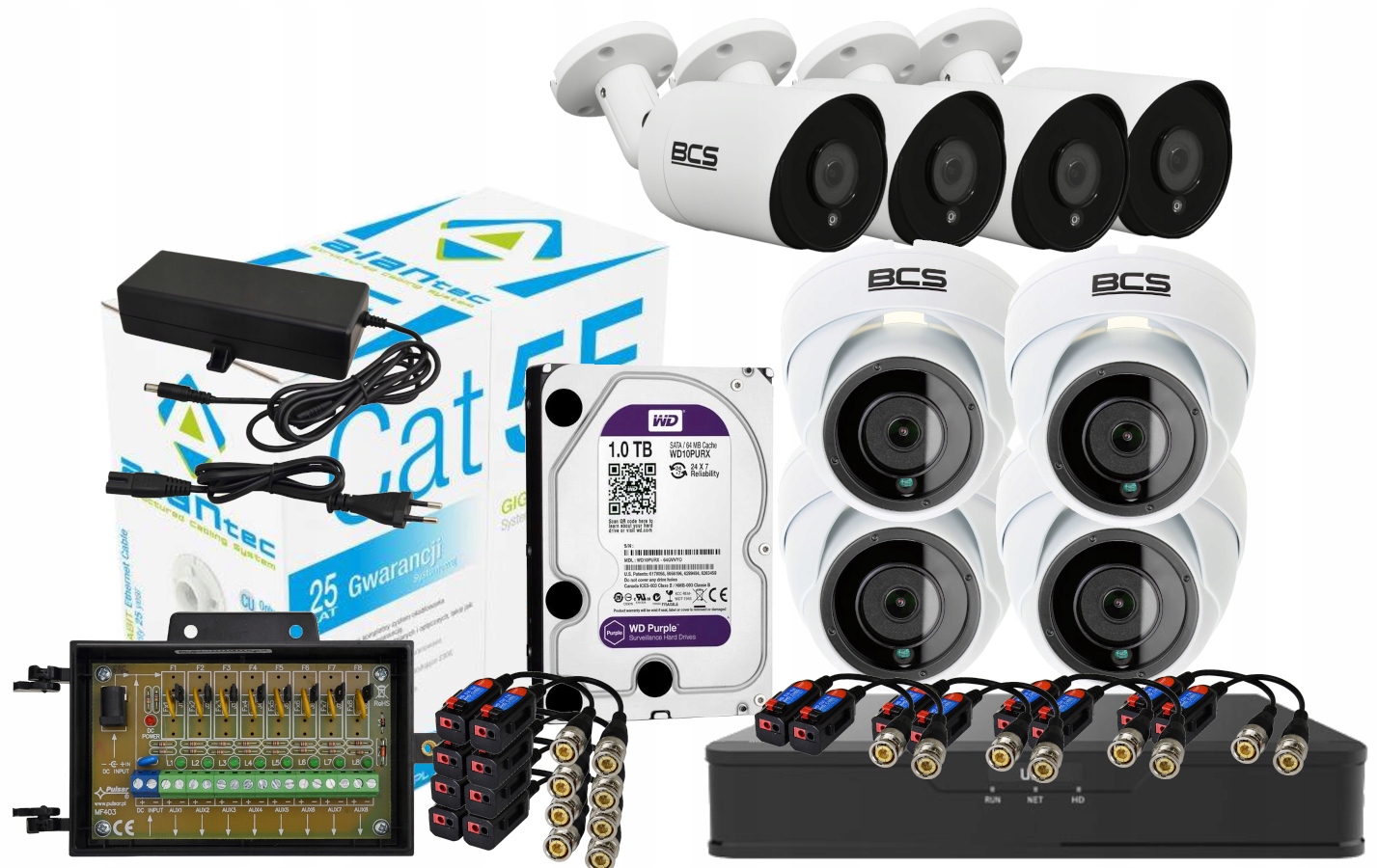 Sada Cctv 4xTuba 4xKopulka Bcs 200 m kabelu