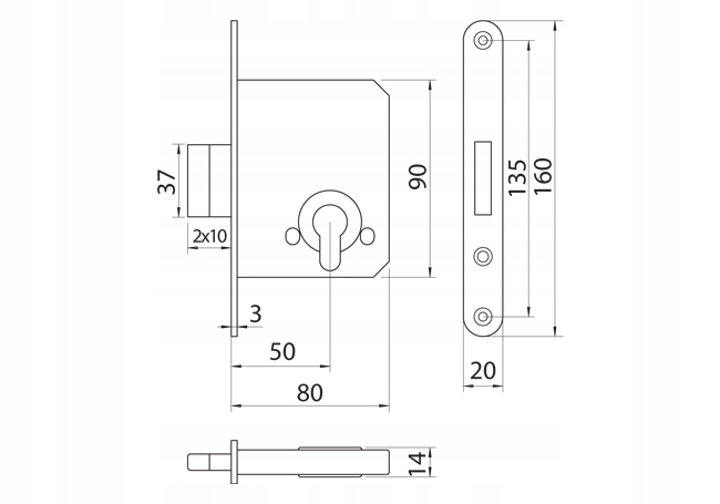 Zamek dodatkowy mały ZW/50 JANIA wkładka brąz Marka JANIA