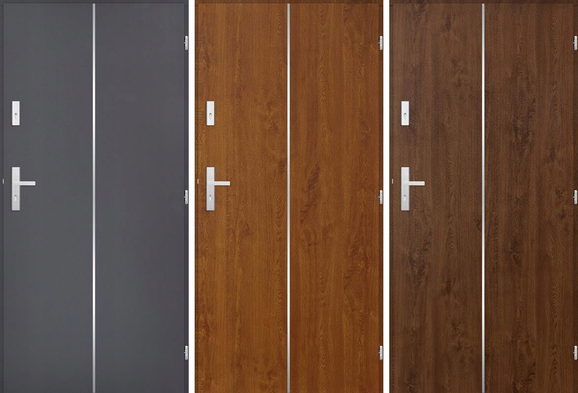 POLSKIE DRZWI ZEWNĘTRZNE INOX STEJ1P 55MM 90CM Typ pełne