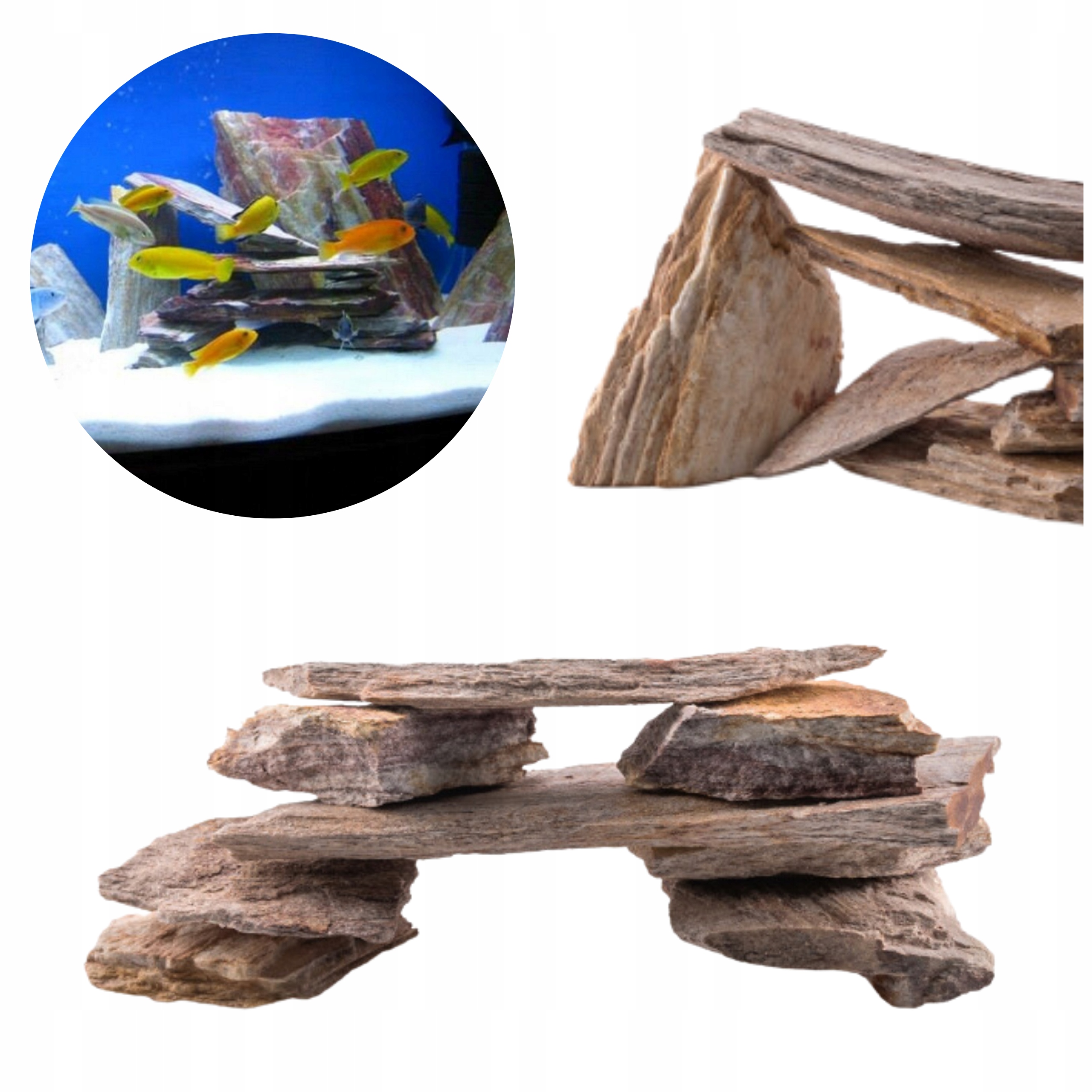 Levně 15 kg Sada kamenů do akvária Břidlice Barevná