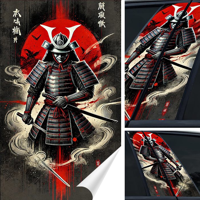 2x Nálepka na sloupky dveří auta Samuraj Katana 50x30 Kanálová