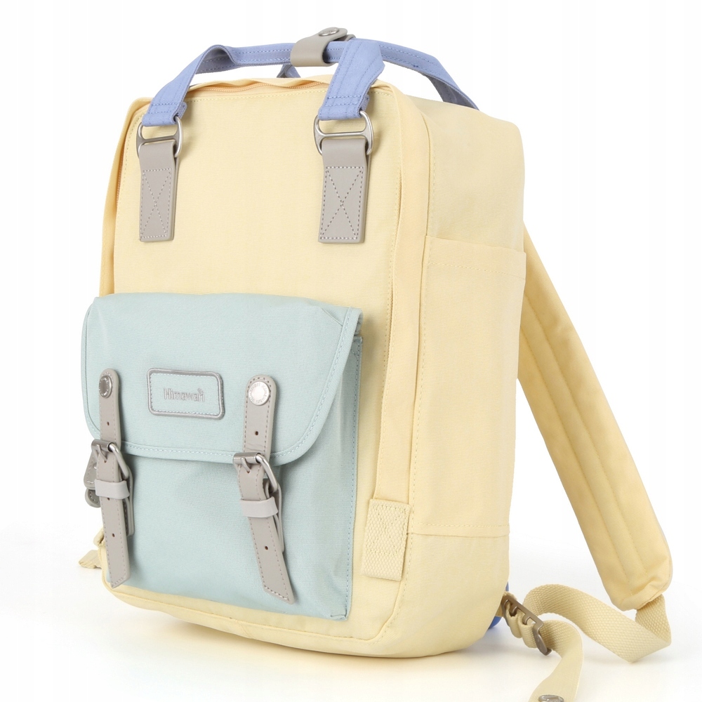 Plecak do samolotu Himawari HM194L na laptopa 13,3 14,1 vintage żółto-mięto