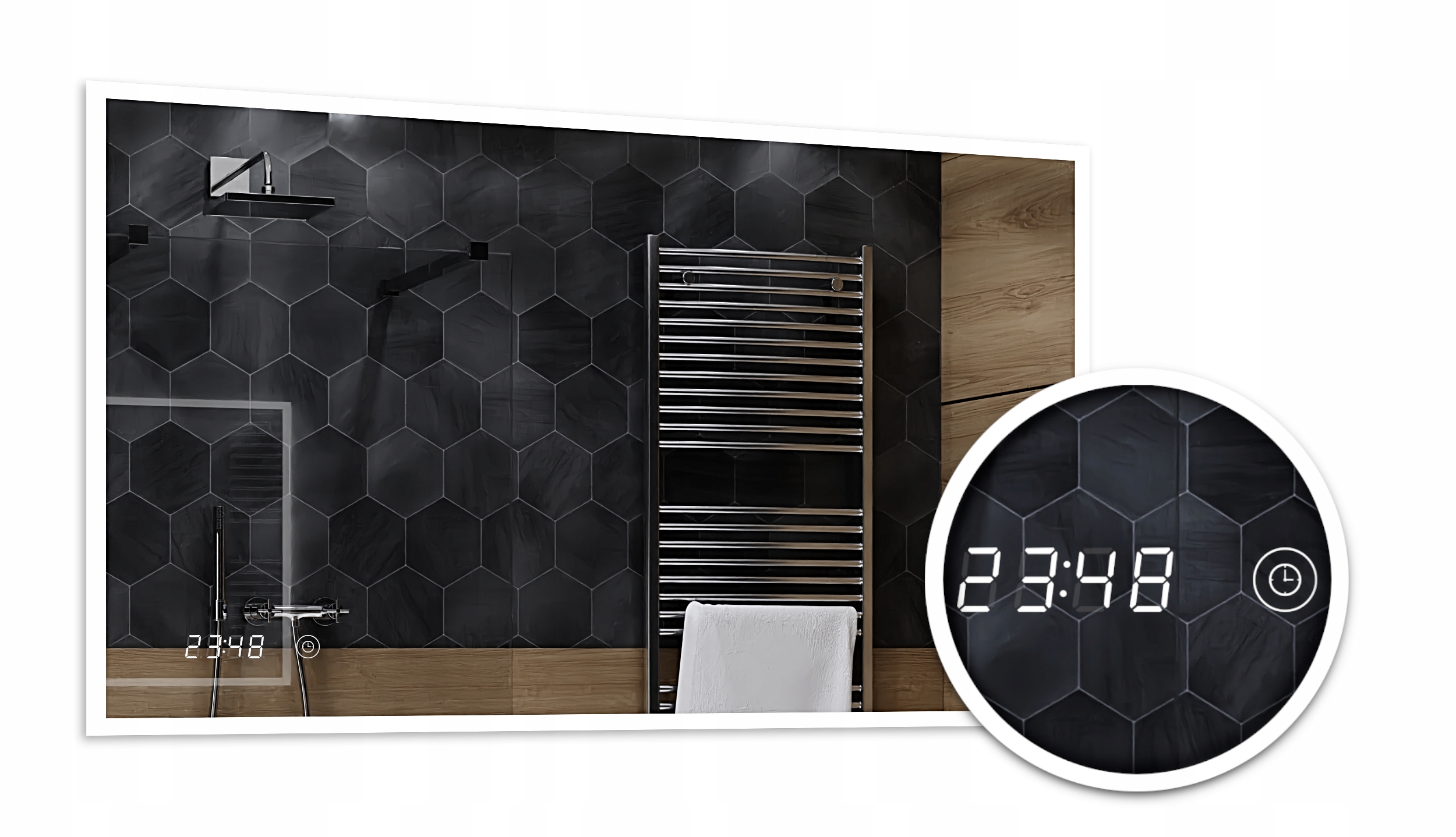 Lustro LEDOWE LED piaskowane 110x80 - BOSTON - Typ lustra ścienne