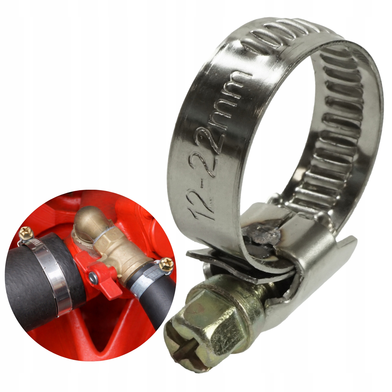 Opaska zaciskowa ślimakowa 9mm średnica 12-22mm, stal nierdzewna, 10 sztuk