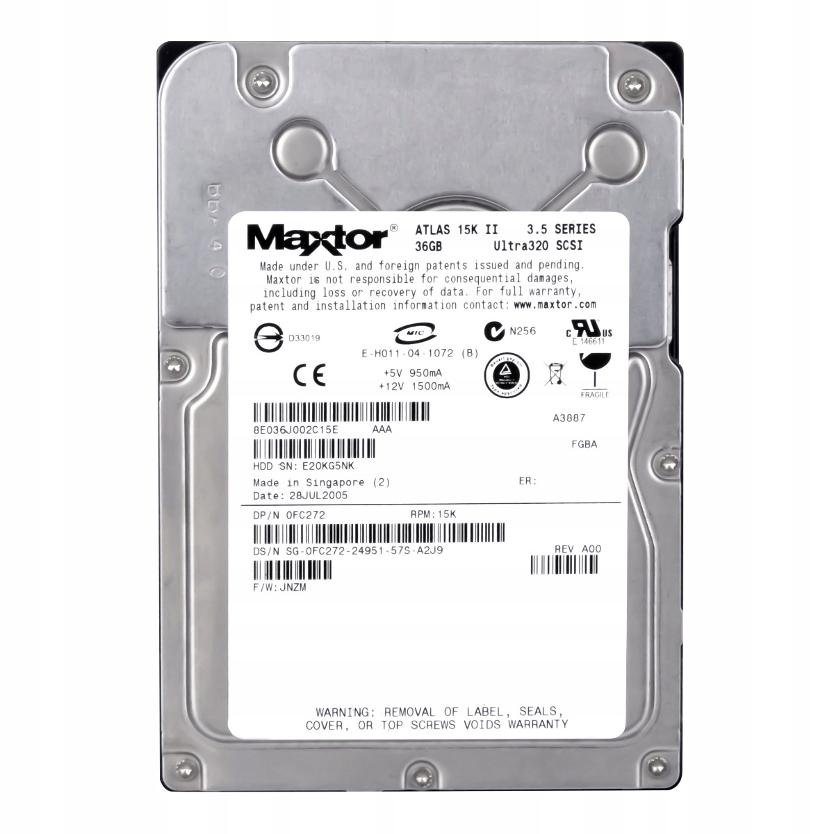 Dell 0FC272 36GB 15K 8MB Scsi U320 3.5'' 8E036J0