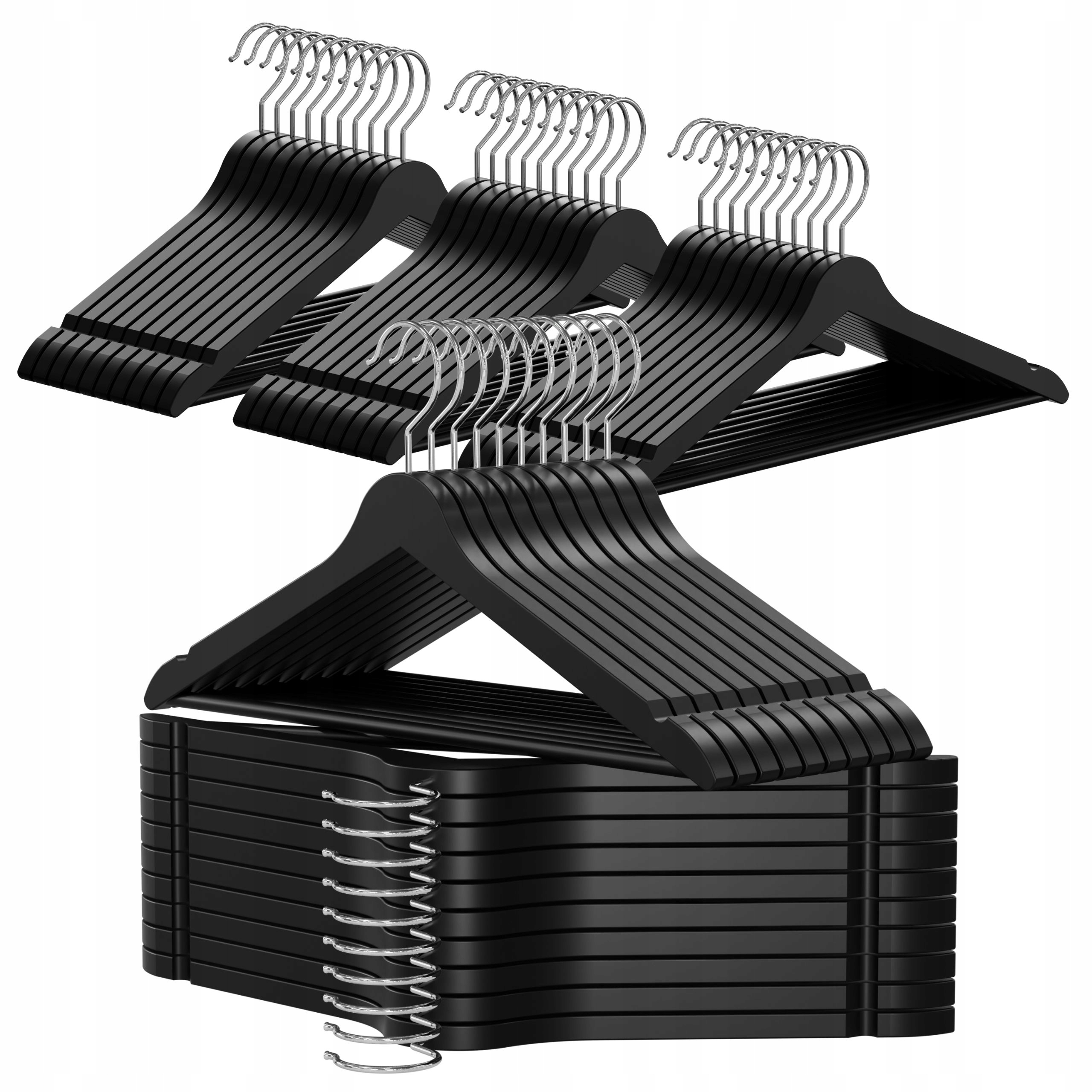 Věšák Na Oblečení Věšáky Na Oblečení Dřevěné Silné X50 Sada Černá