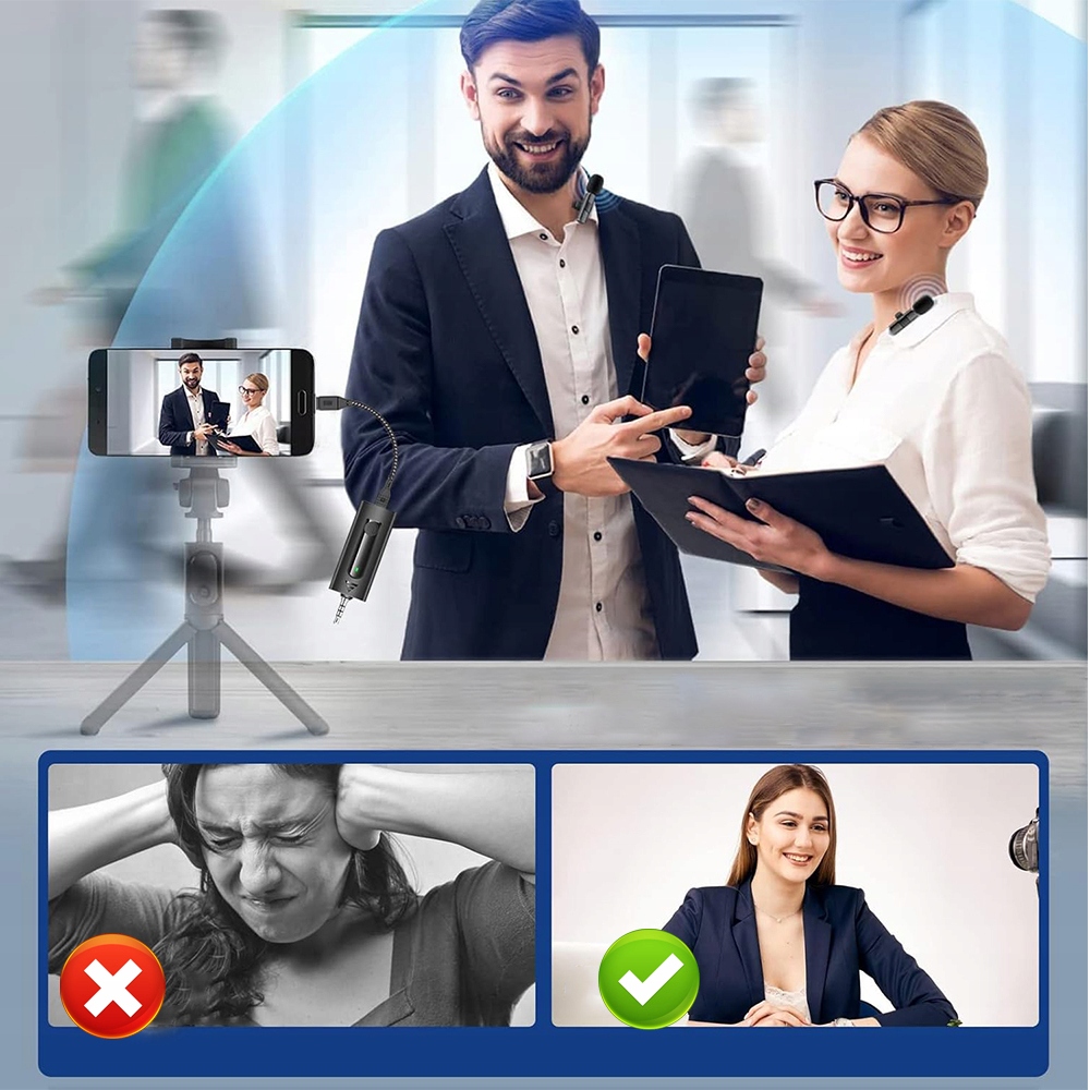 BEZPRZEWODOWY MINI MIKROFON KRAWATOWY DO TELEFON/APARAT/PC IPHONE/ANDROID Marka bez marki