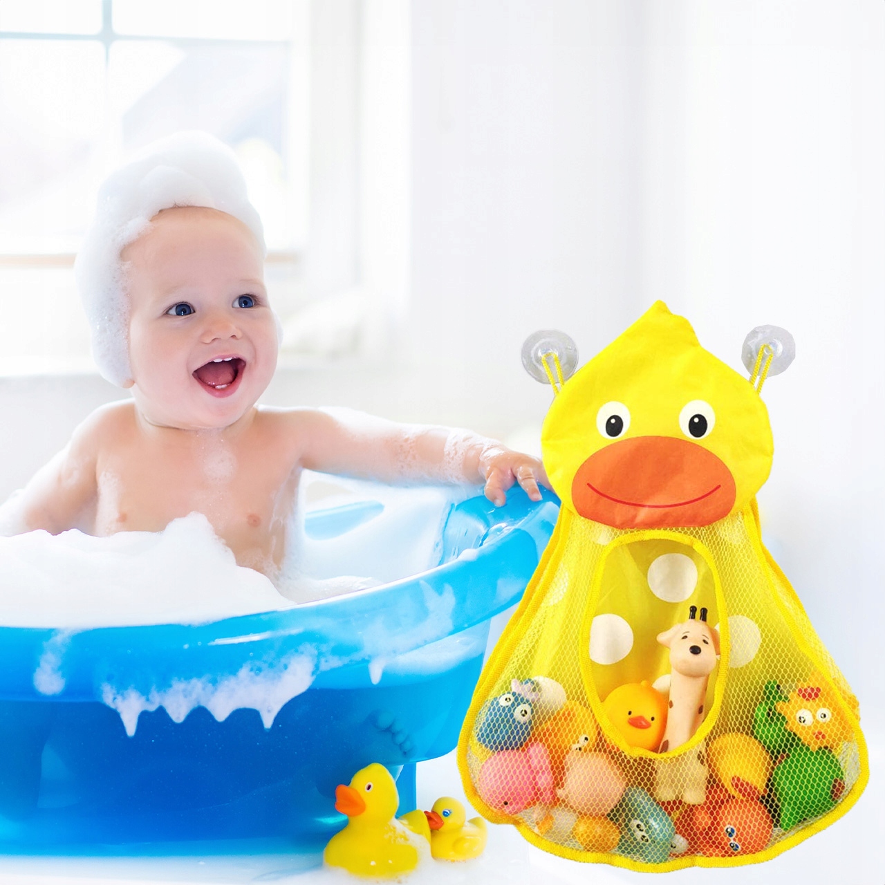 ORGANIZER SIATKA KAPIELOWA TORBA WOREK NA ZABAWKI DO WANNY KACZUSZKA KACZKA Marka MalPlay