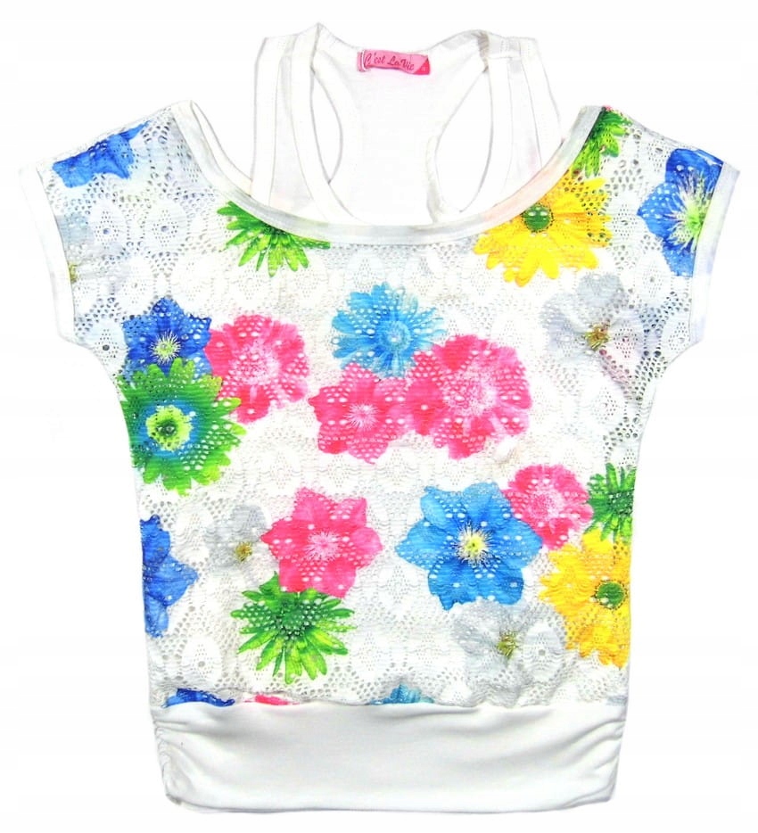 

Kwiaty bluzka koronka siatka 3570 Betina 6Y biała