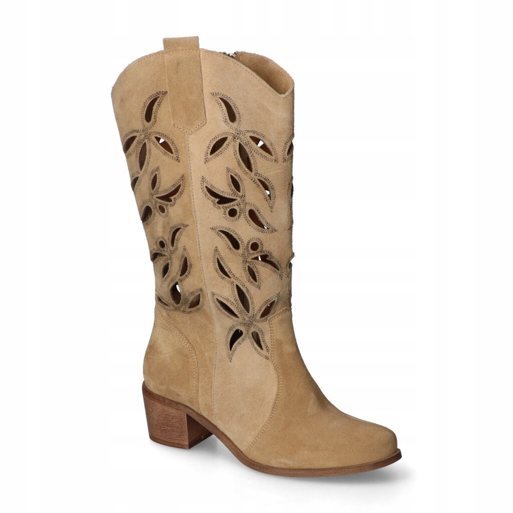 Dámské Kotníkové Boty Ažurové Lewski Béžová Semišová 36
