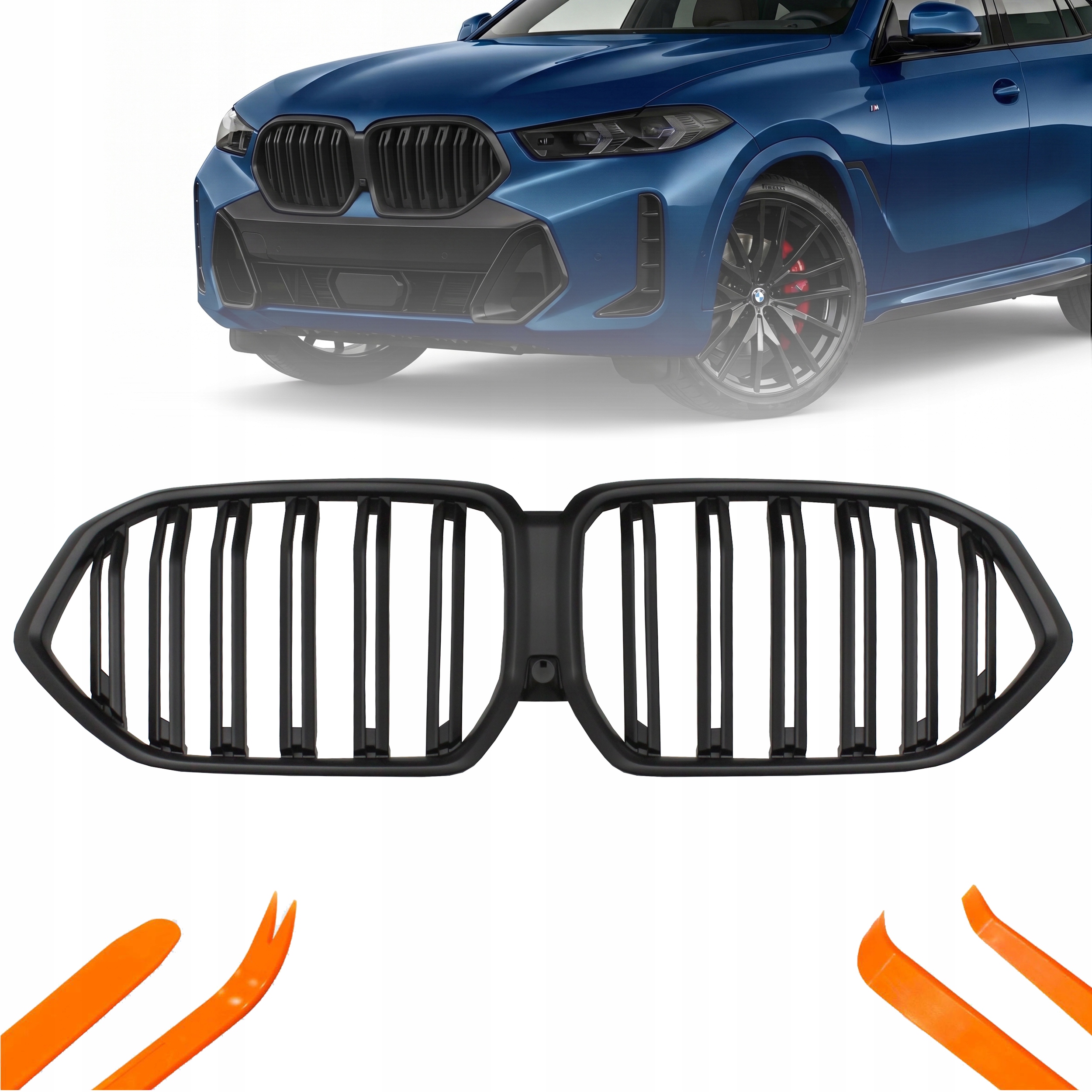 Přední Atrapa Pro Bmw X6 G06 2019-2023 Černá Matná 2 Žebra
