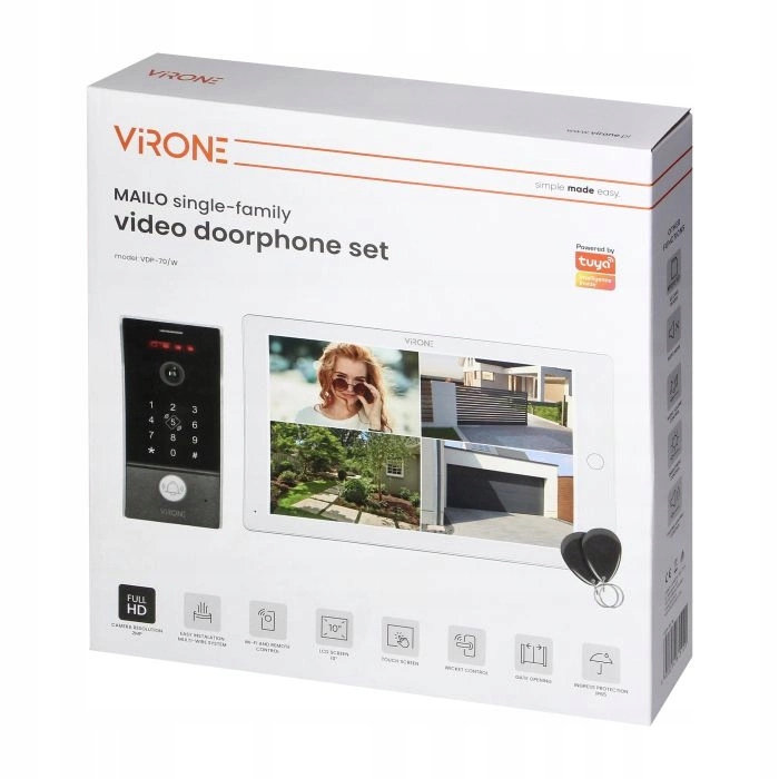 Virone videovrátnik rodinný šifrovací displej FullHD WiFi Tuya Rfid