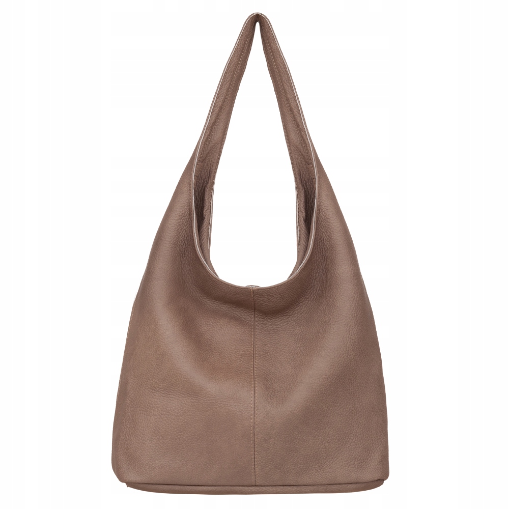 TOREBKA CAPPUCCINO SKÓRZANA TORBA WOREK MIĘKKA SKÓRA BEŻOWA VERA PELLE