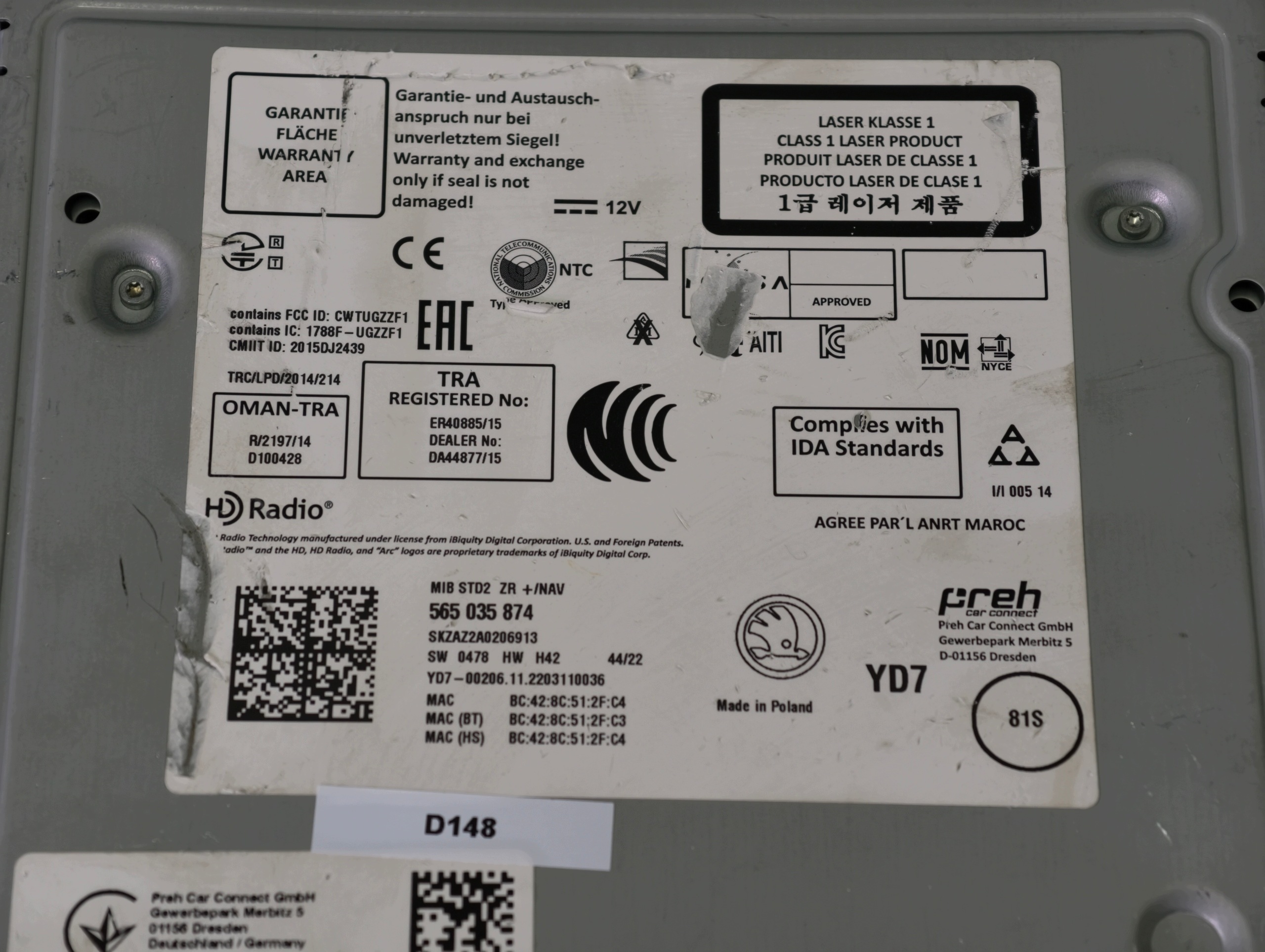 SKODA OCTAVIA III KODIAQ player module navigation devices MULTIMEDIOW 565035874
