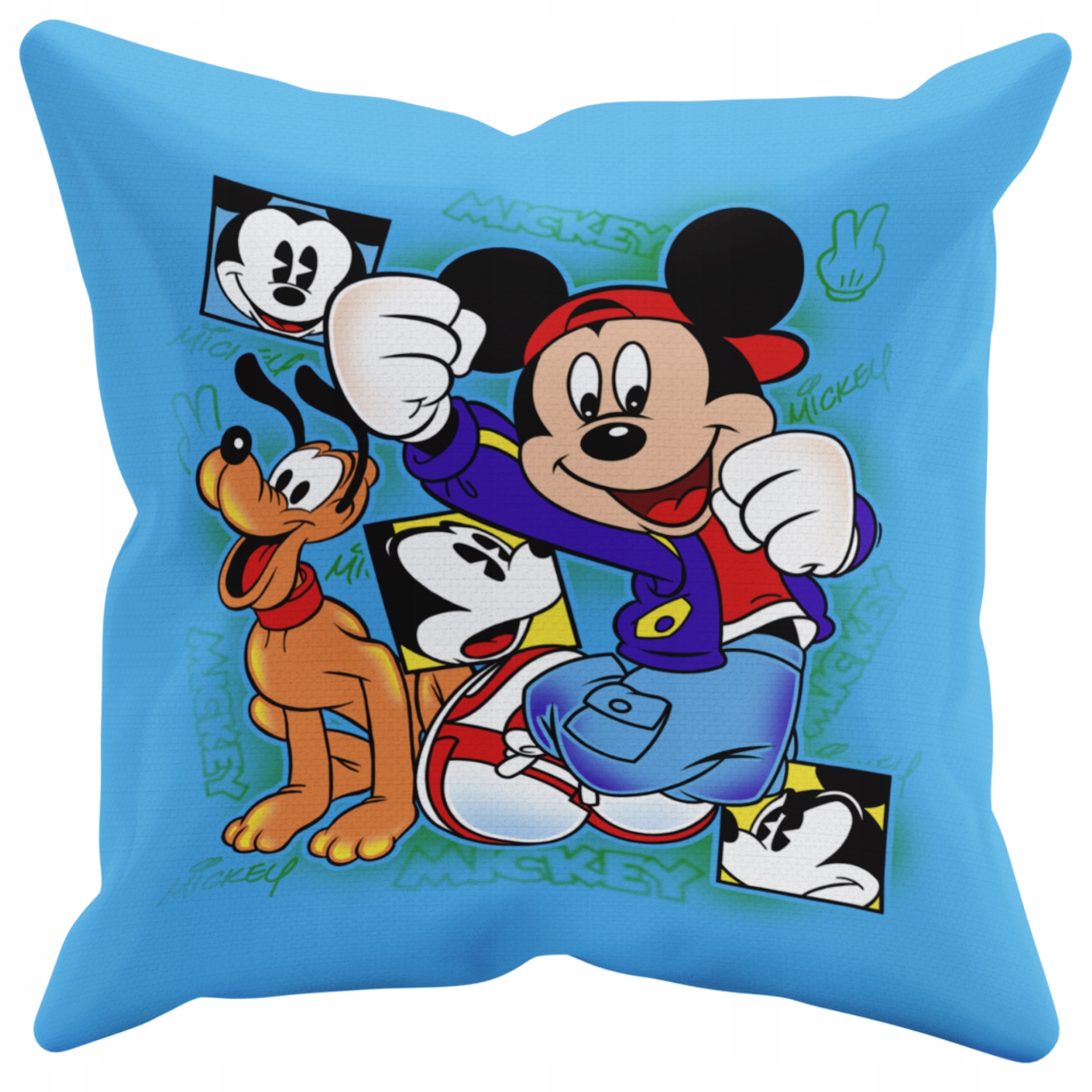POSZEWKA NA PODUSZKĘ JAŚKA DO PRZEDSZKOLA MYSZKA MICKEY + IMIĘ GRATIS Kolor dominujący odcienie niebieskiego