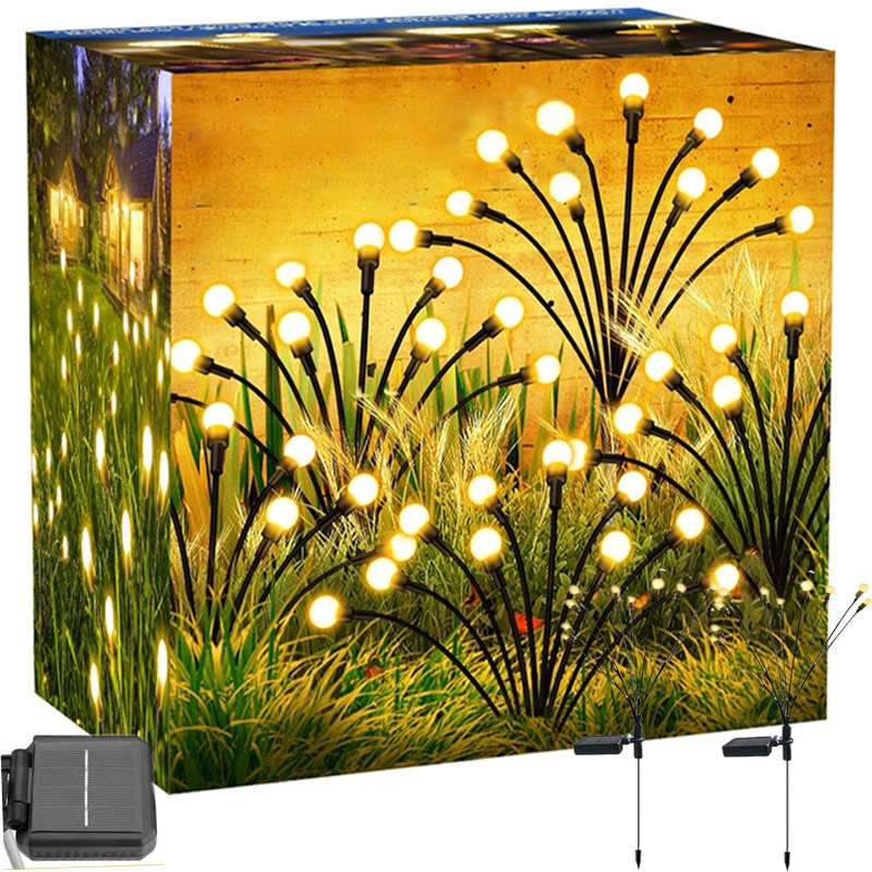 2SZT 10LED LAMPA SOLARNA ŚWIETLIKI FIREFLY SWING KULECZKI KULA OGRODOWA