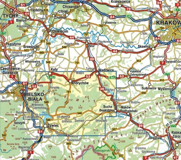 BESKID ŚLĄSKI ŻYWIECKI MAŁY MAPA TURYSTYCZNA X 3 ZESTAW COMPASS Numer wydania 16