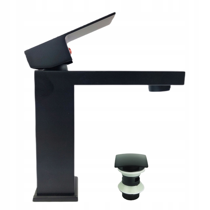 Bateria umywalkowa Qatro z korkiem Czarna