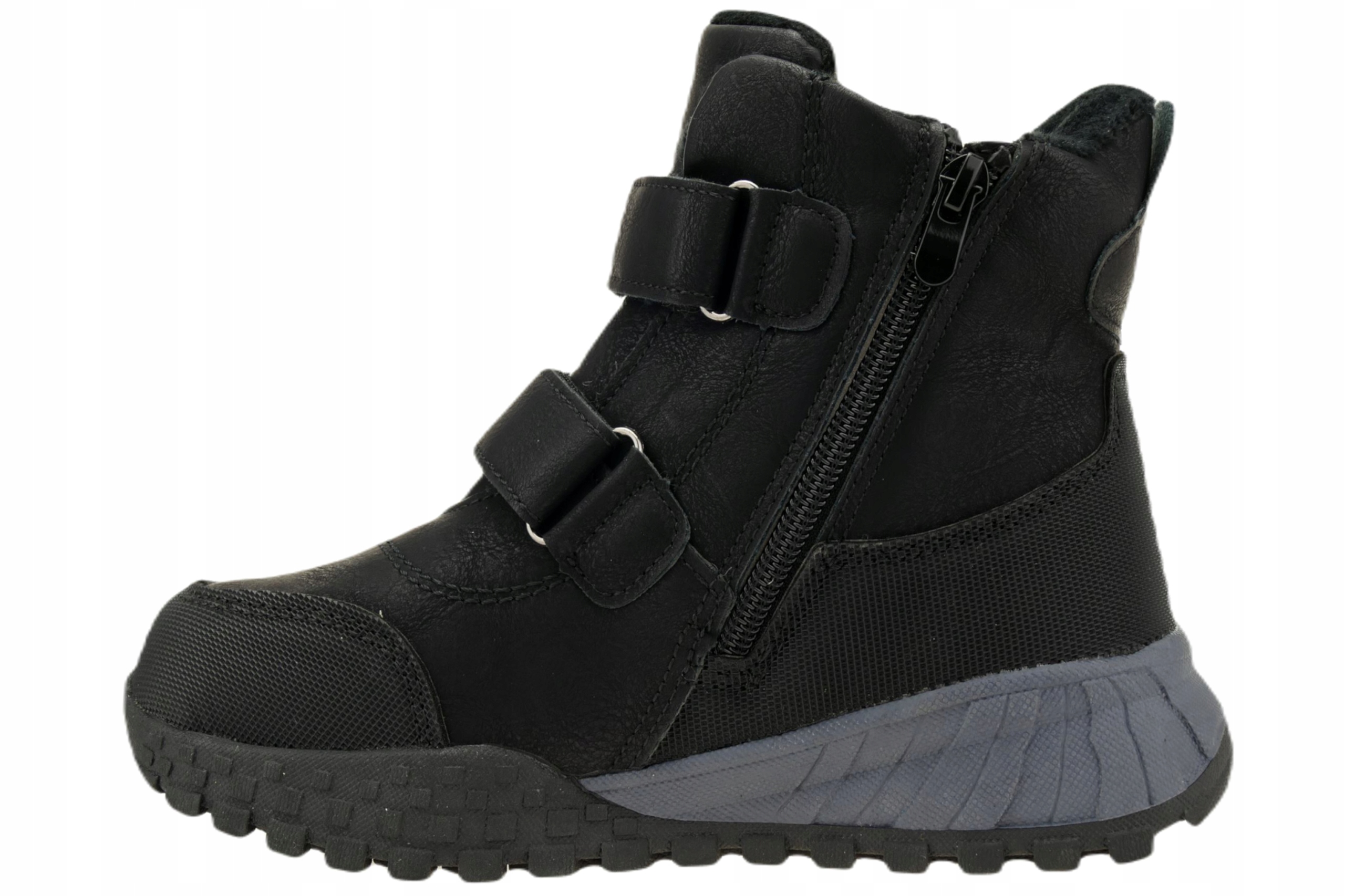 Buty zimowe na rzepy, ocieplane, black 32 P5-177 Kolor czarny