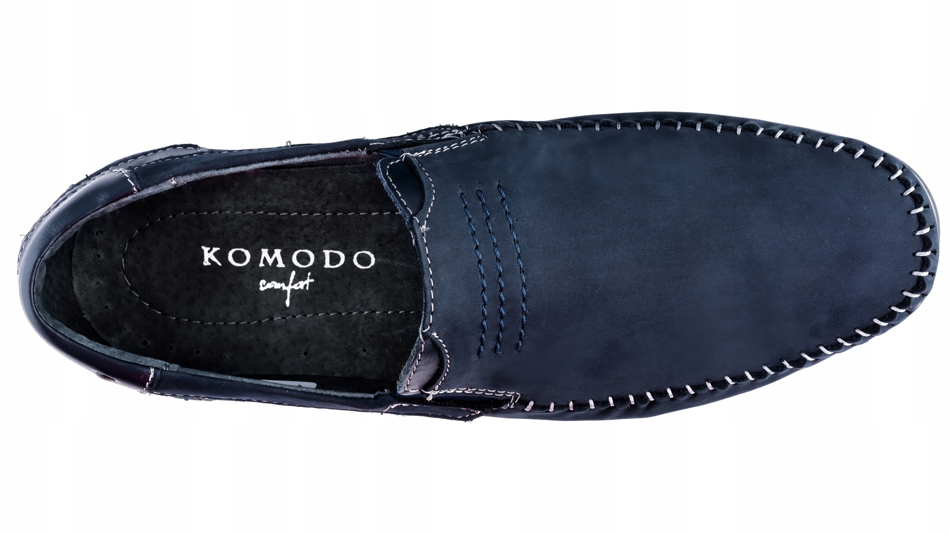 Mokasyny męskie POLSKIE buty skórzane granatowe 43 Rozmiar 43