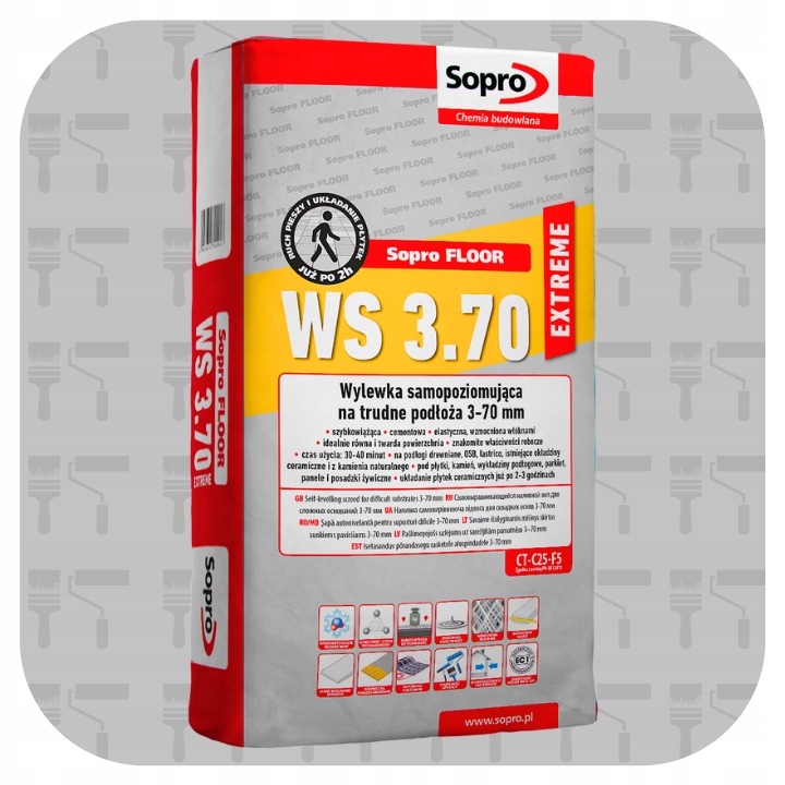 Wylewka Samopoziomująca Szybkoschnąca do Posadzek SOPRO WS 3.70 25kg Stan opakowania oryginalne