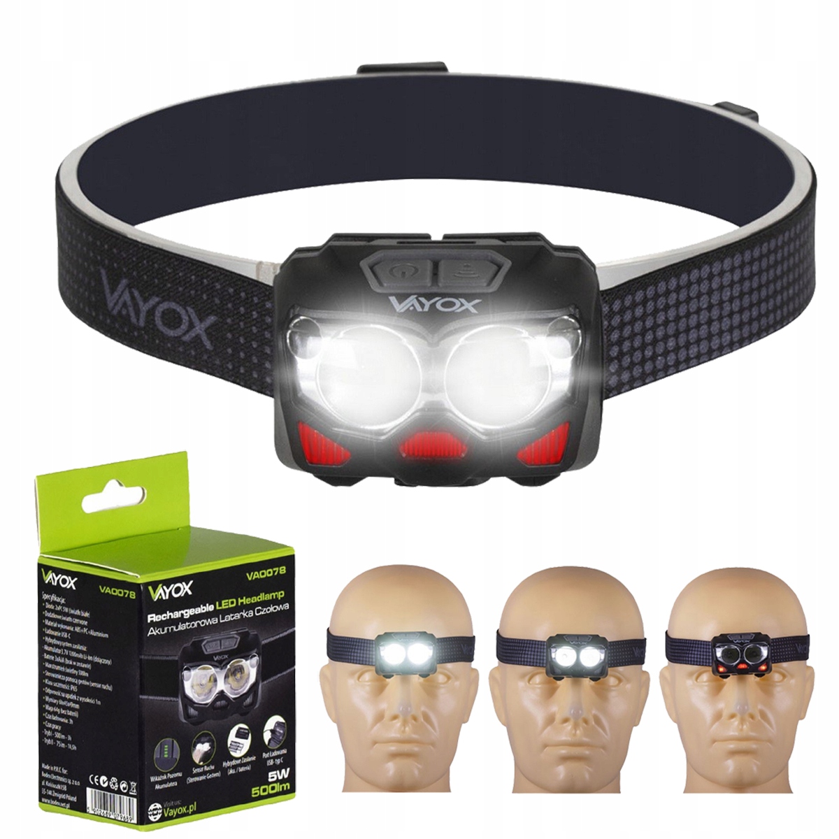 

Latarka Czołowa Czołówka Lampa Led Usb C Pro IP65