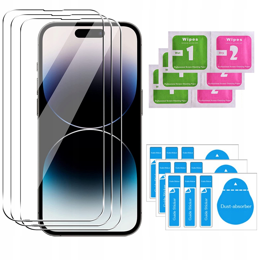 

3x Szkło Hartowane 9H do Iphone 14 Pro