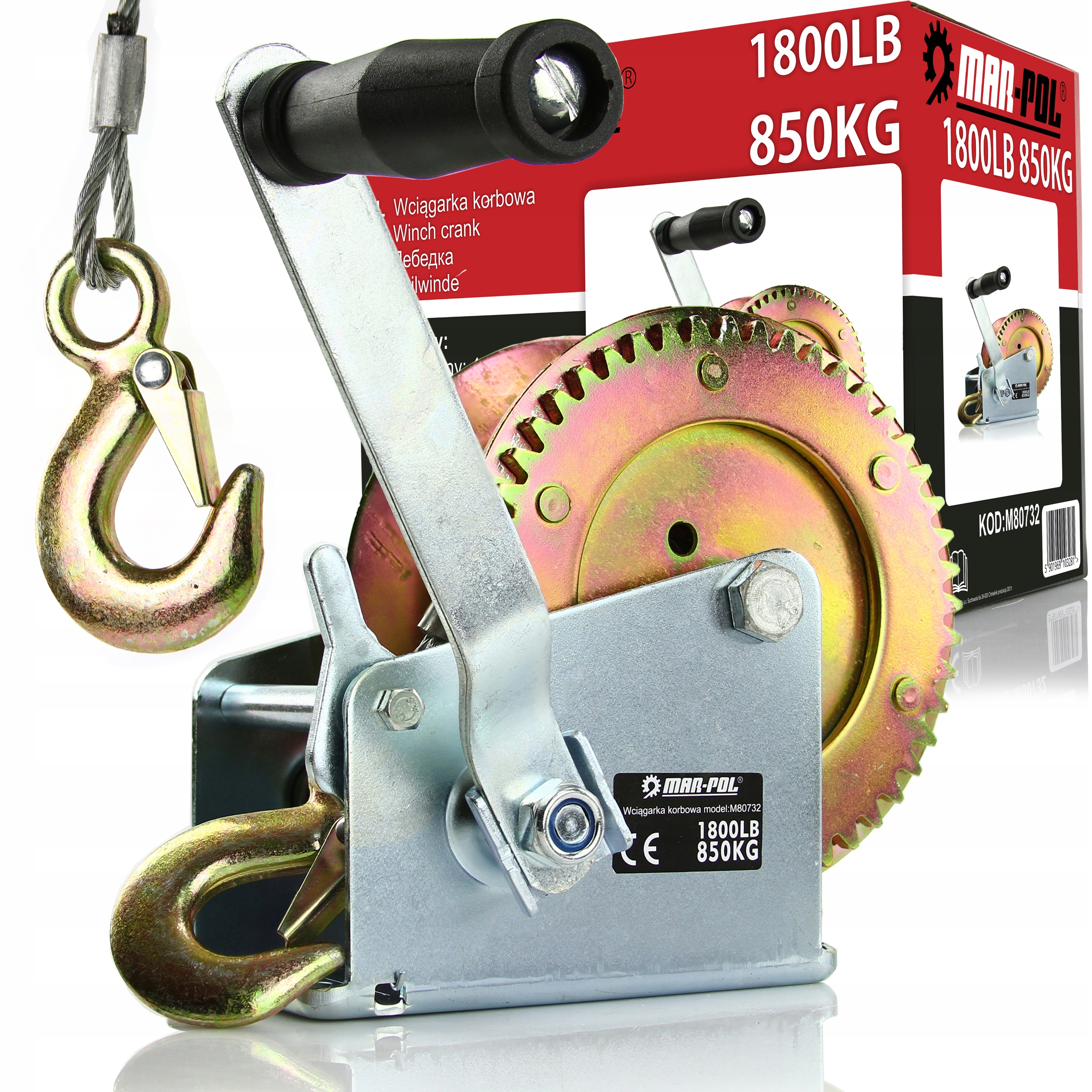 WYCIĄGARKA WCIĄGARKA LINOWA KORBOWA RĘCZNA 850 kg