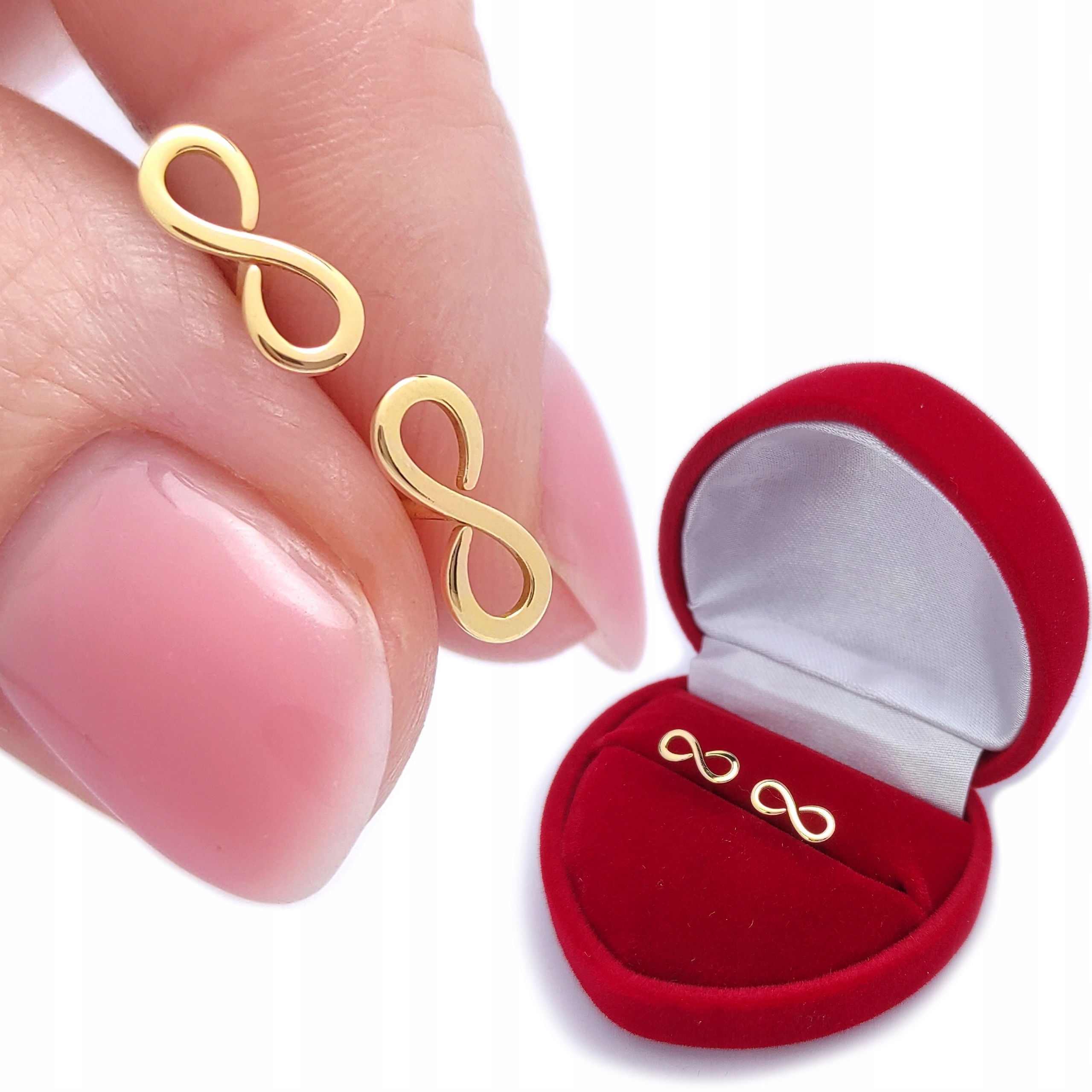 

Złote kolczyki 585 Infinity sztyfty nieskończoność