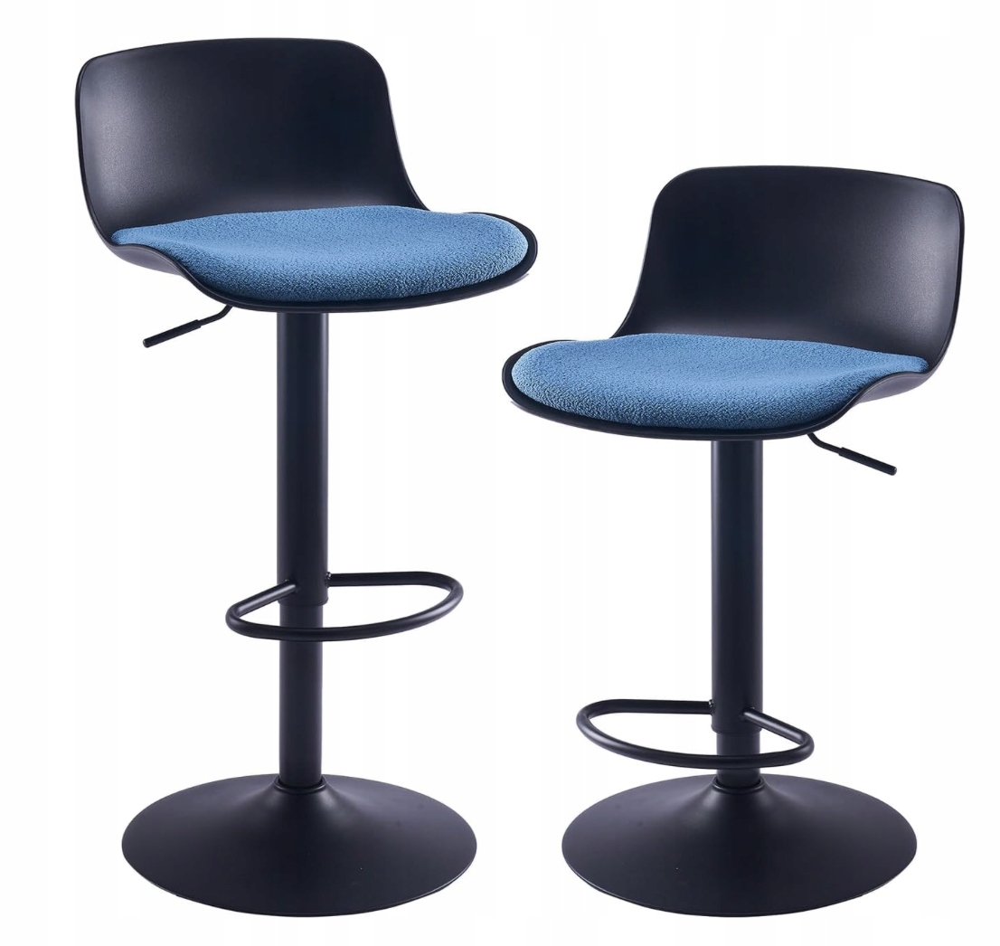 Hoker barová stolička 103 cm sada 2 kusov čierny modrý kov 103 cm
