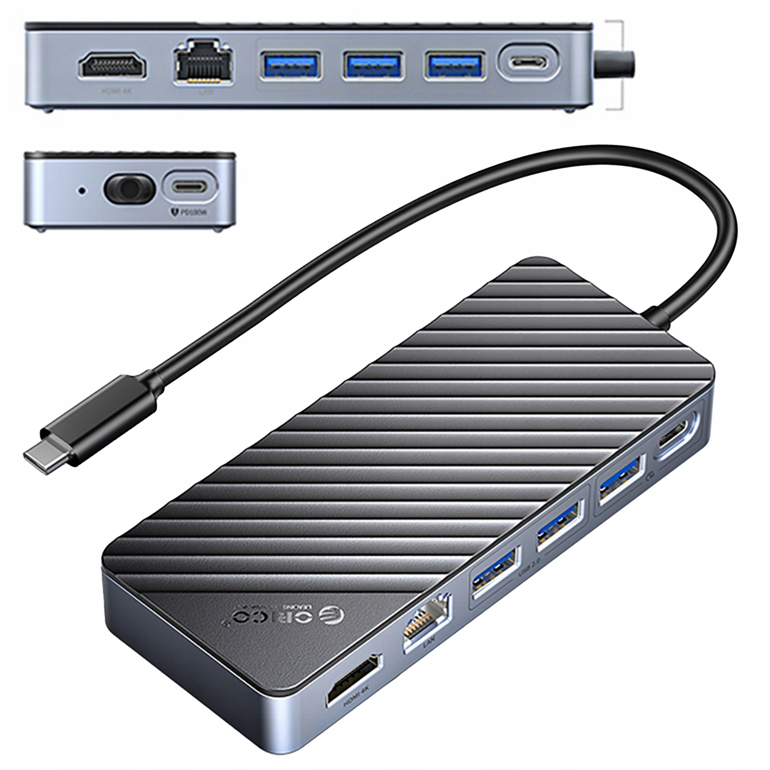Dokovacia Stanica Hub Orico Vrecko Na Disk M.2 NVMe Sata Usbc Pd Usb Hdmi RJ45