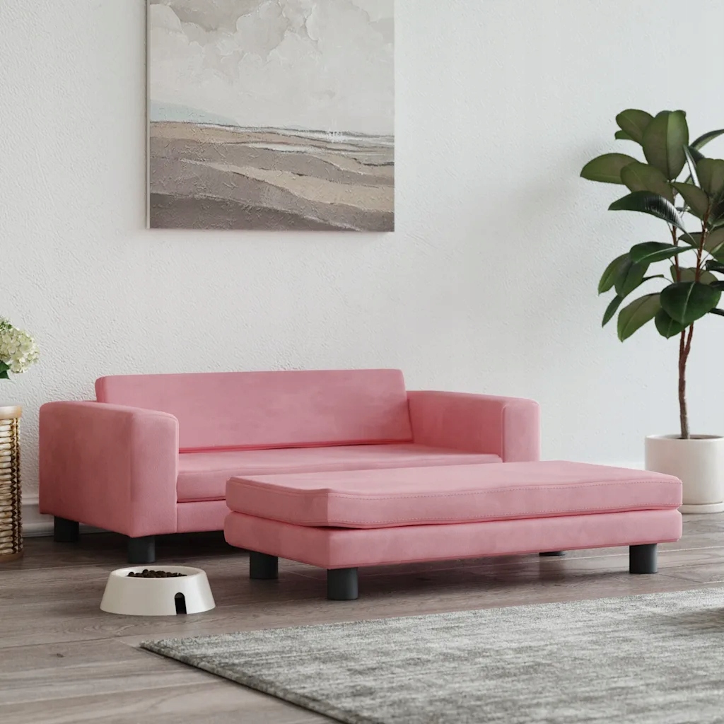 Luksusowe Legowisko Dla Psa Z Dostawką Aksamit Różowe 100X50CM