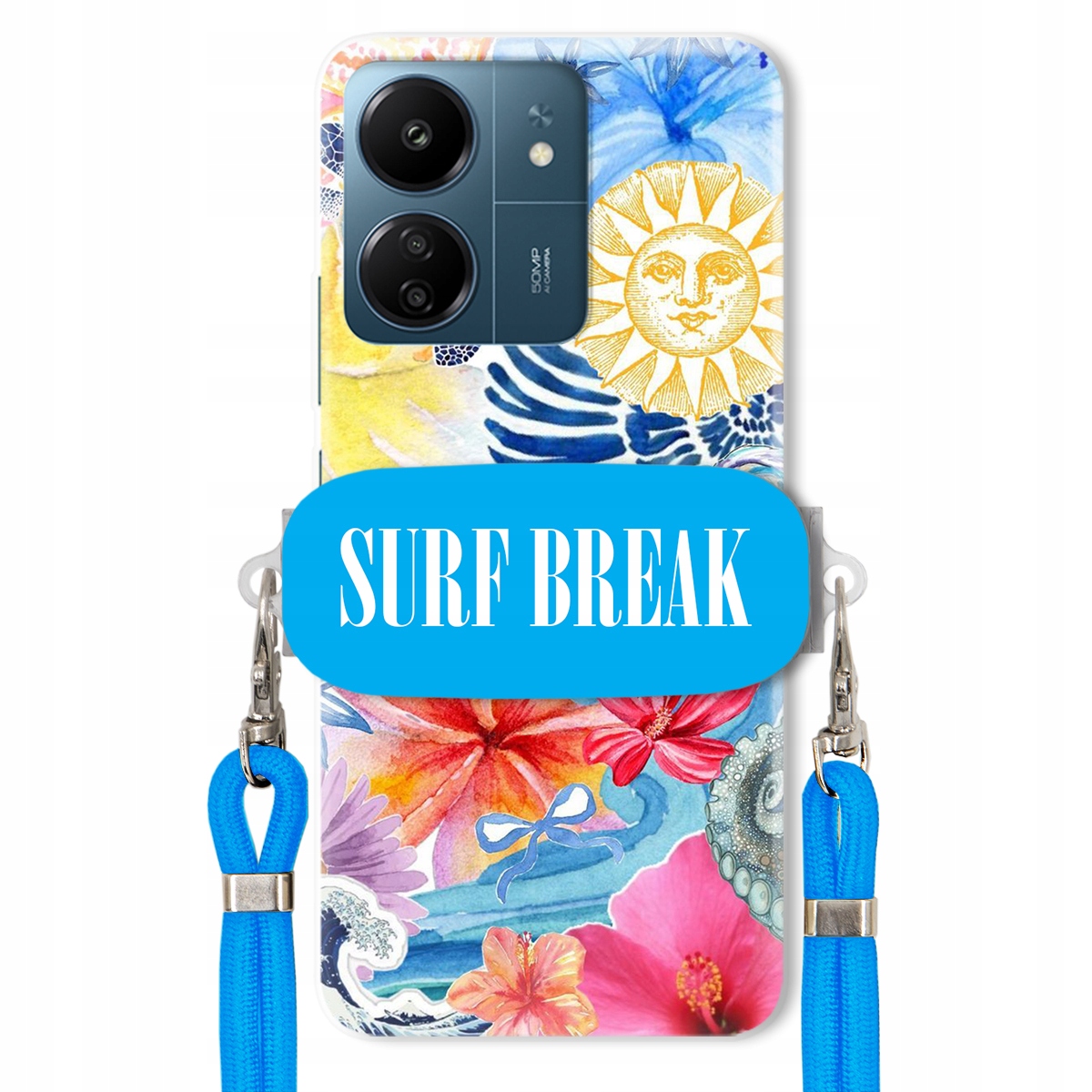 Puzdro pre Xiaomi Redmi 13C 5G Modré vodítko držiak Surf Break Lata