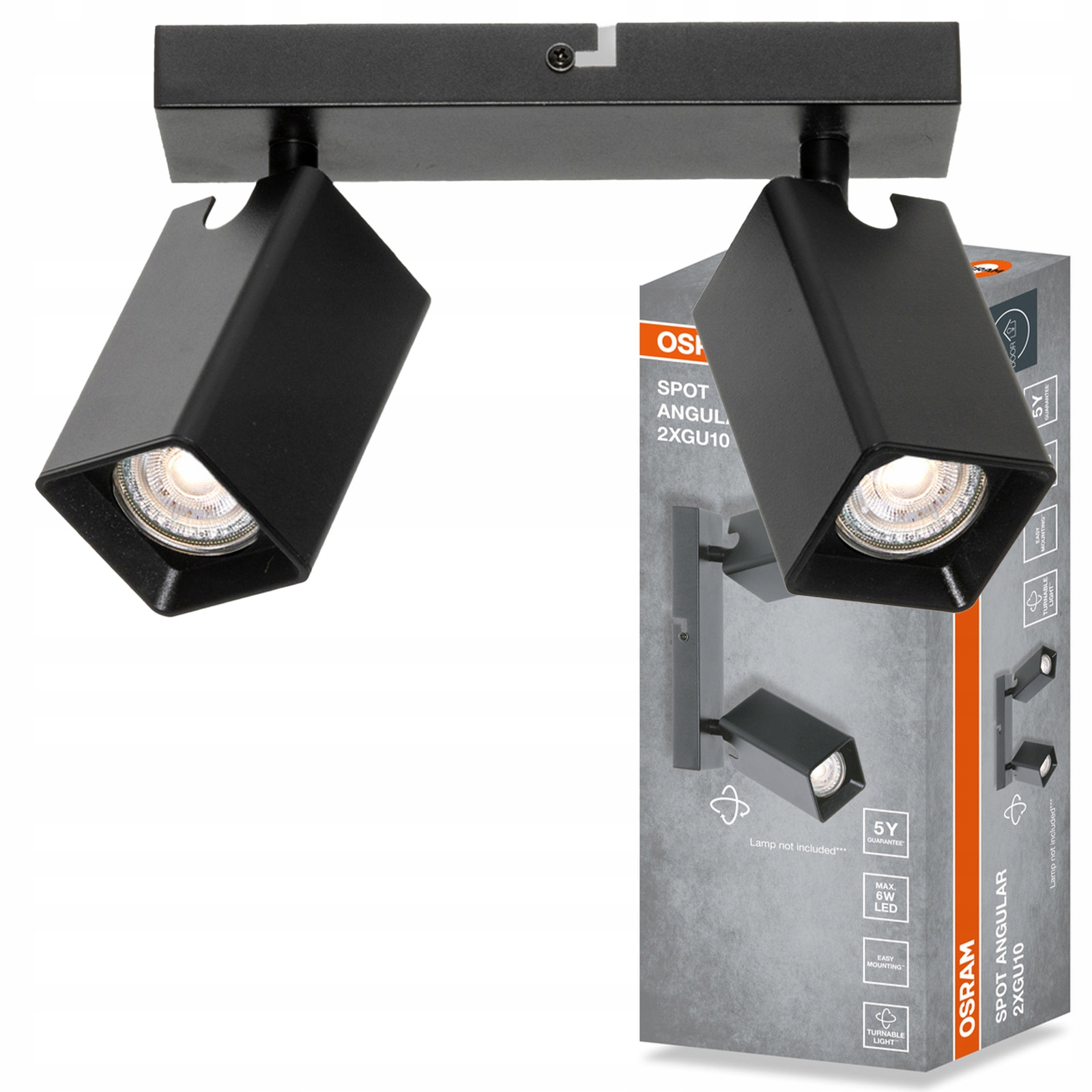 Stropní Svítidlo Nástěnné svítidlo s pohyblivým bodovým reflektorem 2x GU10 Osram