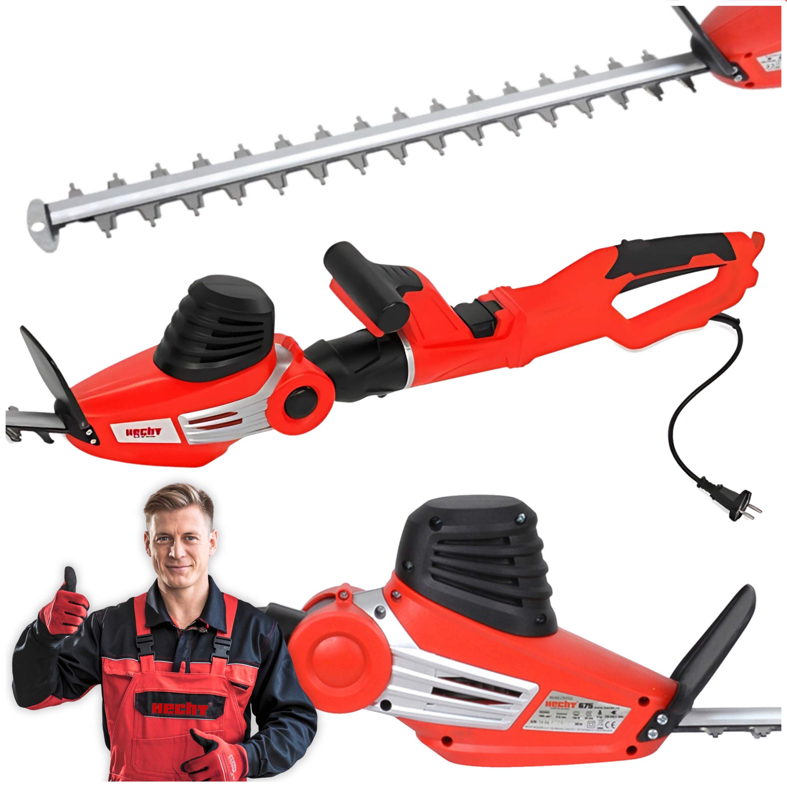 Nożyce Do Żywopłotu Elektryczne Teleskopowe Hecht 675 750W Do Krzewów