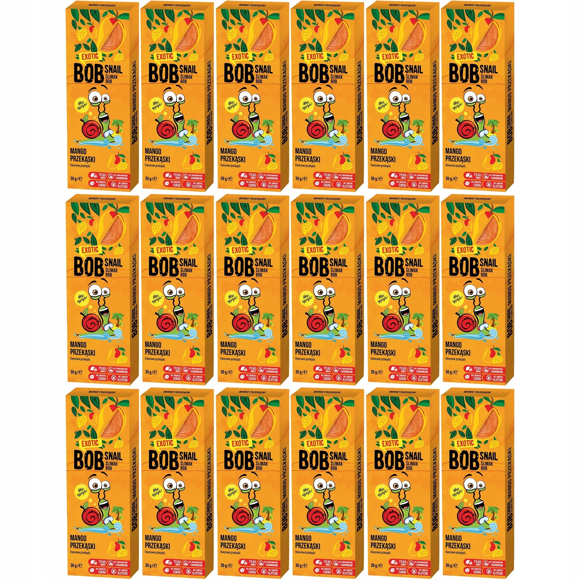 Zestaw Bob Snail Rollsy owocowe Mango 30 g 18 szt.