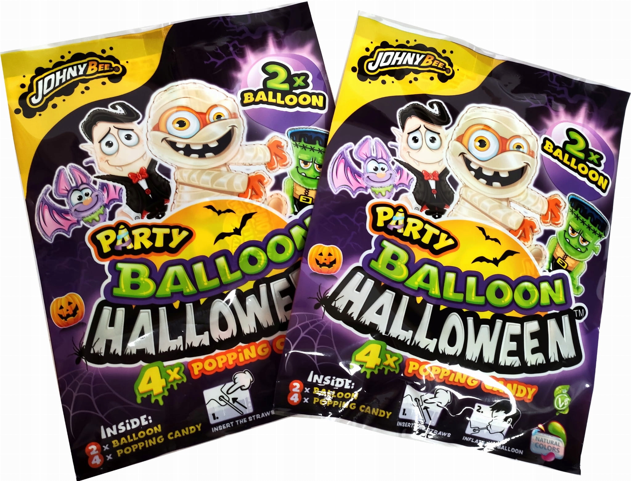 Levně Johny Bee Halloween Balóny Postavy Střílející Prášek Display 8 g x 16 ks