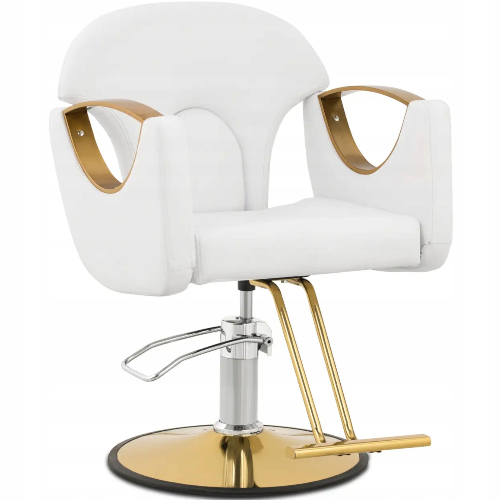 Barberské kadeřnické křeslo Physa Barton, bílé, hydraulické, 55-65 cm